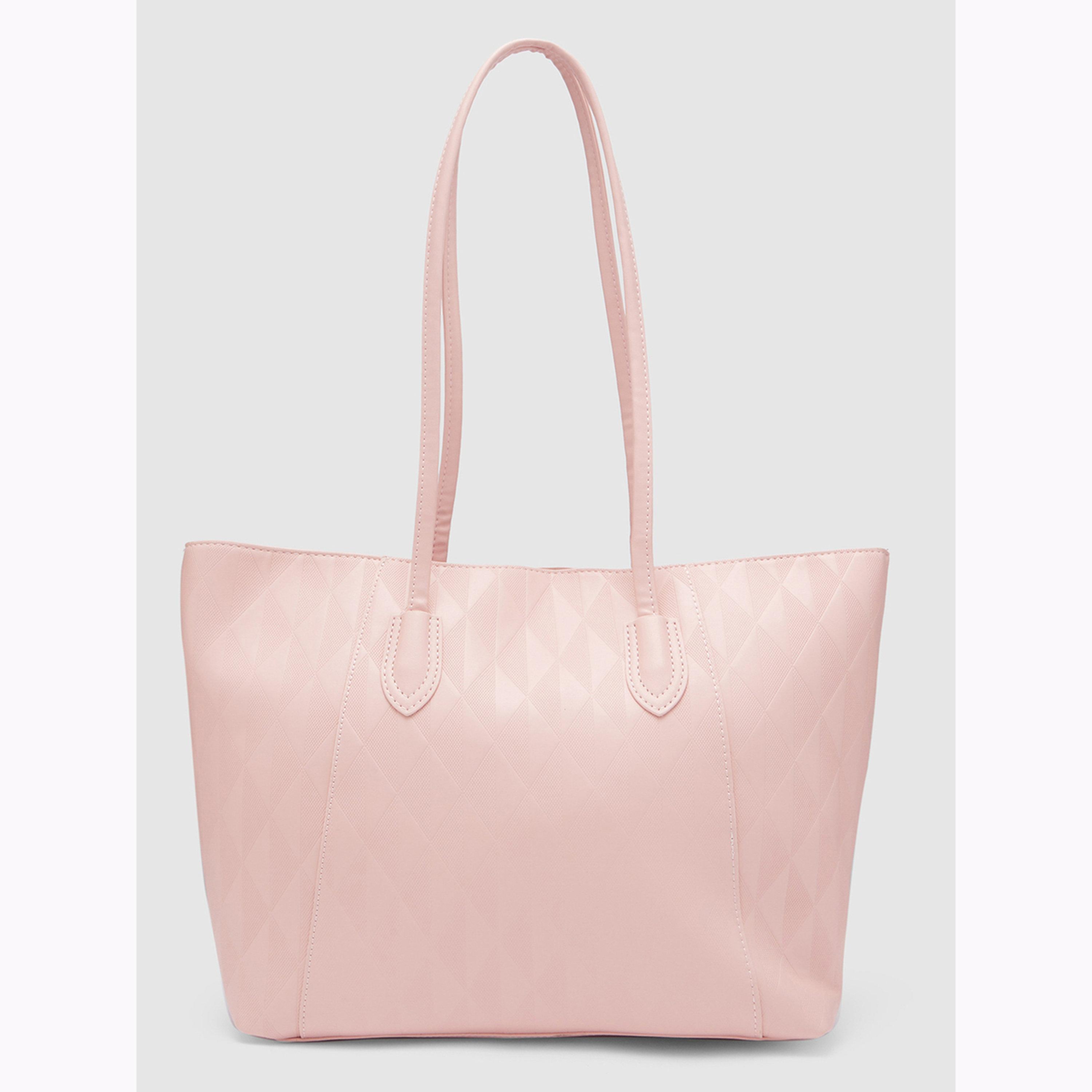 Globus X Styli Pink Textured Tote Bag with Zip Closure-women-bagsandwallets-handbags-image-6
