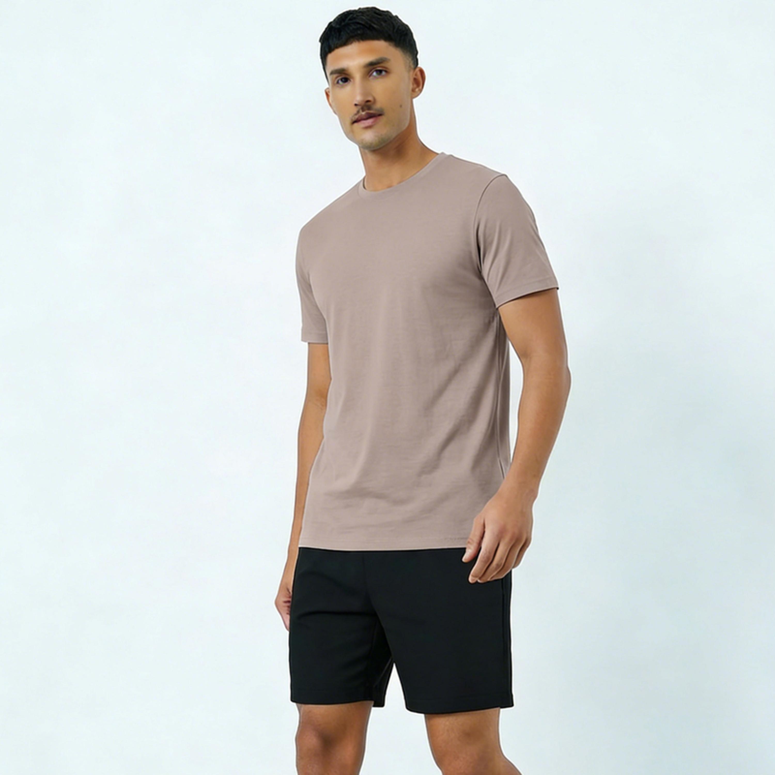Take Two Men Solid Round Neck T-Shirt and Shorts Co-Ords-men-clothing-coordsets-image-1