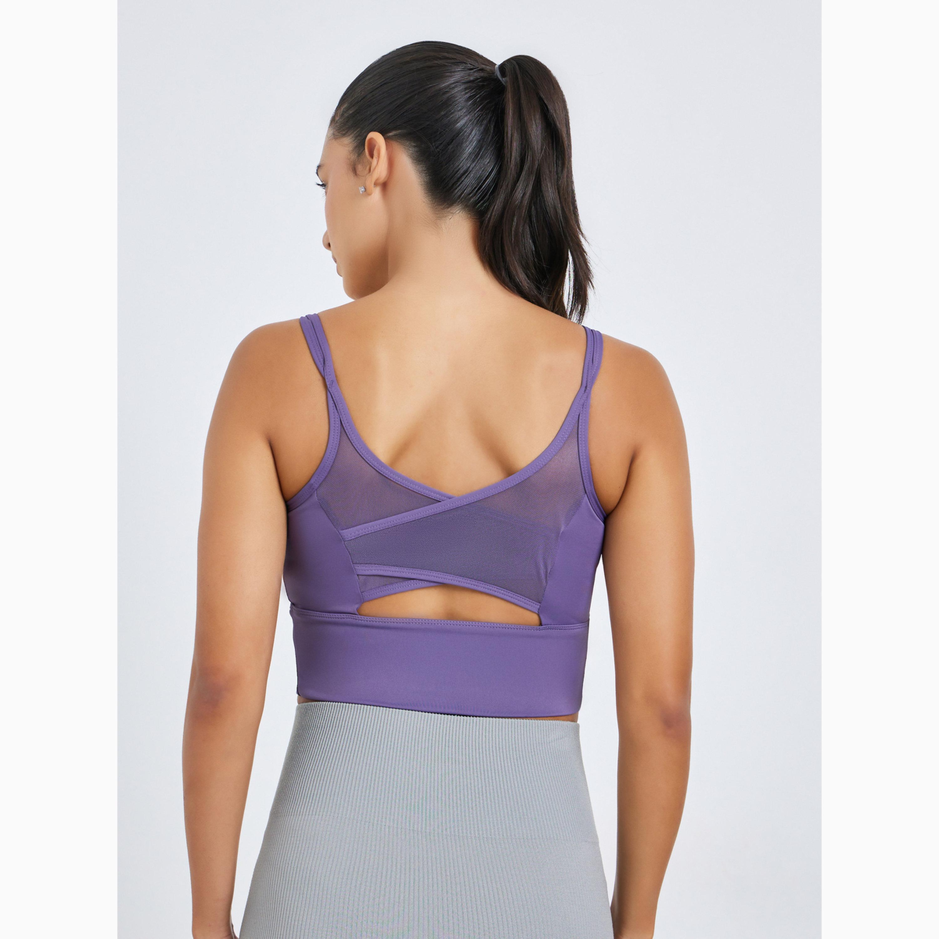 Styli Purple Mesh Back Cross Over Peep Sports Bra - Medium Support-sports-women-clothing-sportsbras-image-5