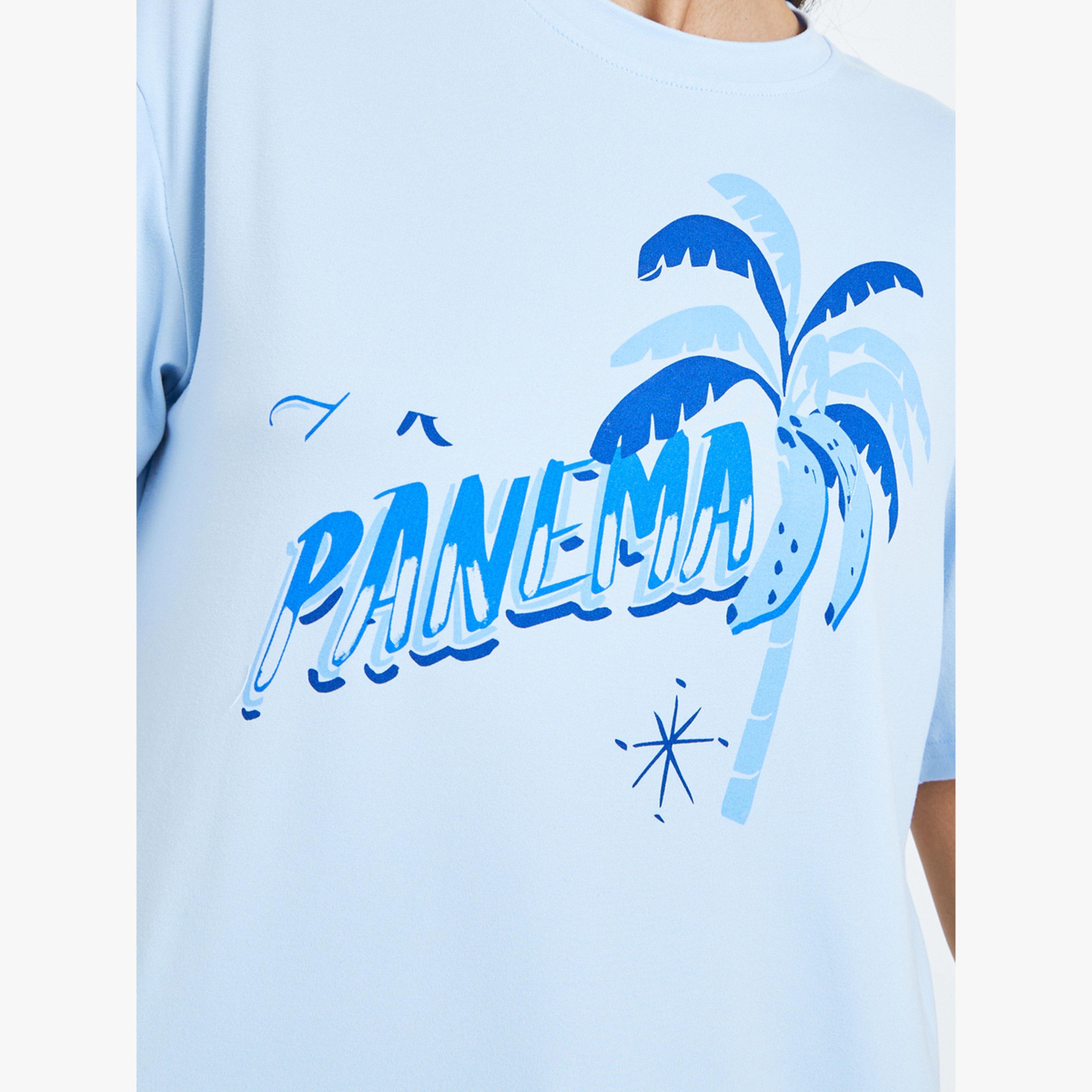 Styli Blue Graphic Print Oversized T-Shirt-women-clothing-tshirts-image-5