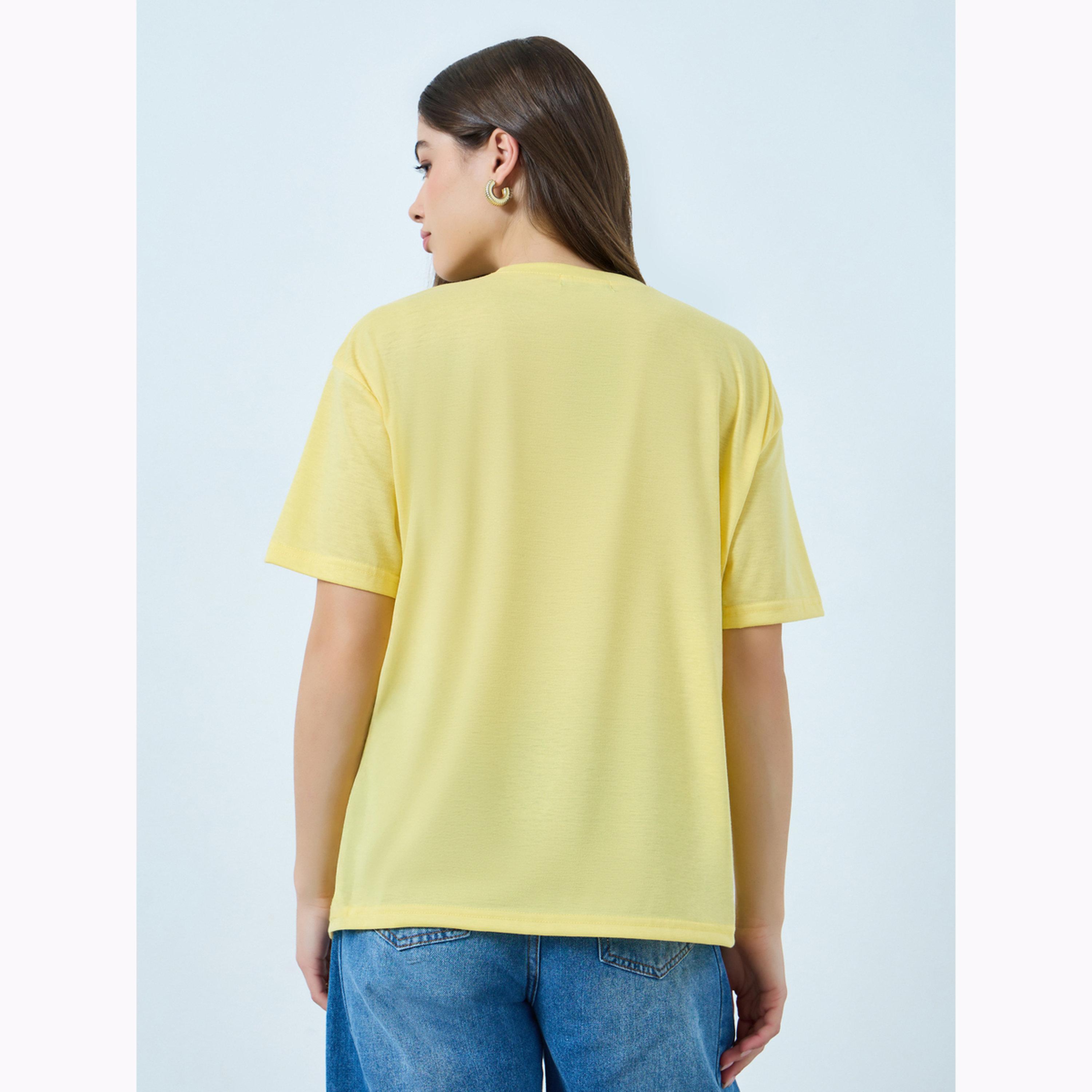 Styli Yellow Graphic Oversized Short Sleeve T-Shirt-women-clothing-tshirts-image-4