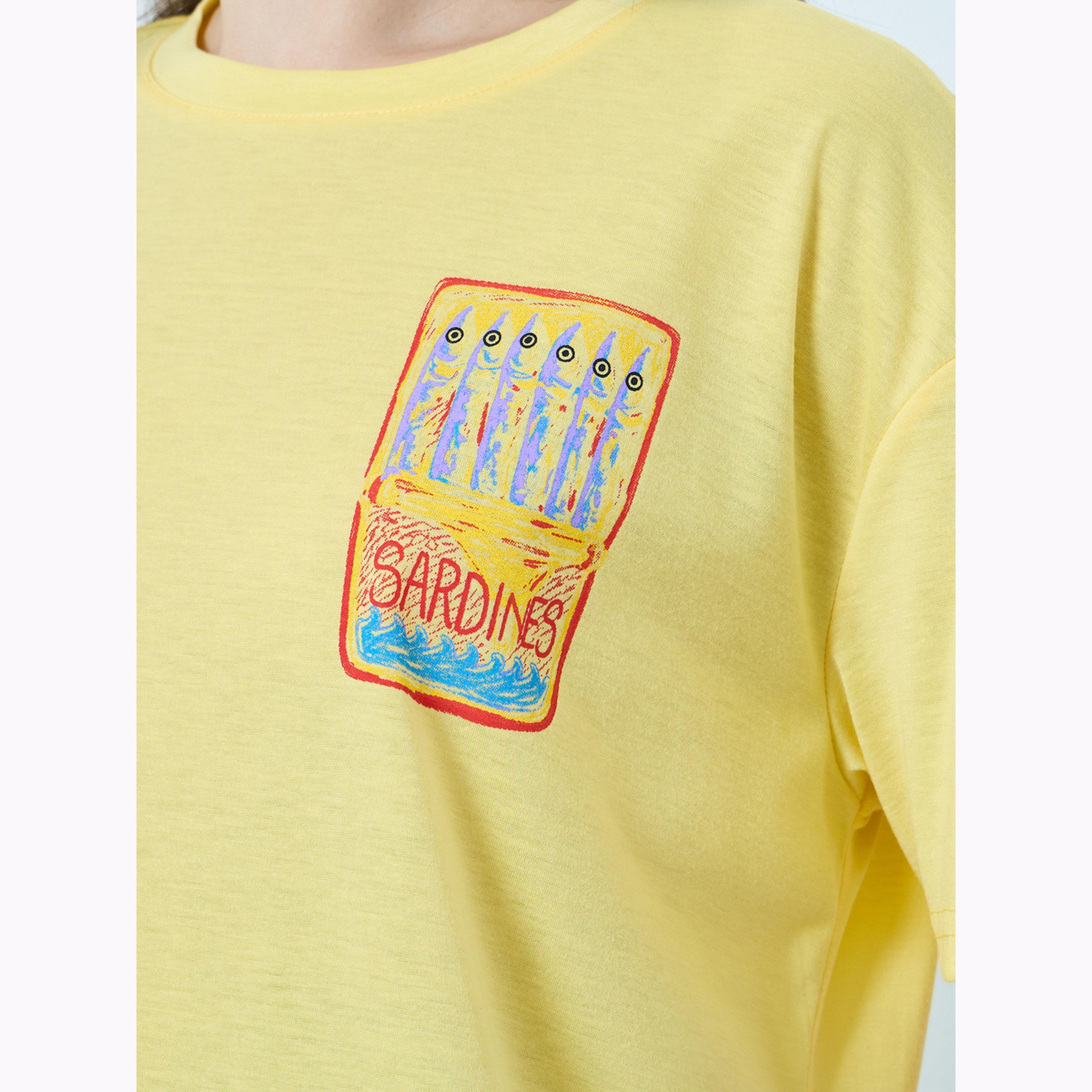 Styli Yellow Graphic Oversized Short Sleeve T-Shirt-women-clothing-tshirts-image-5