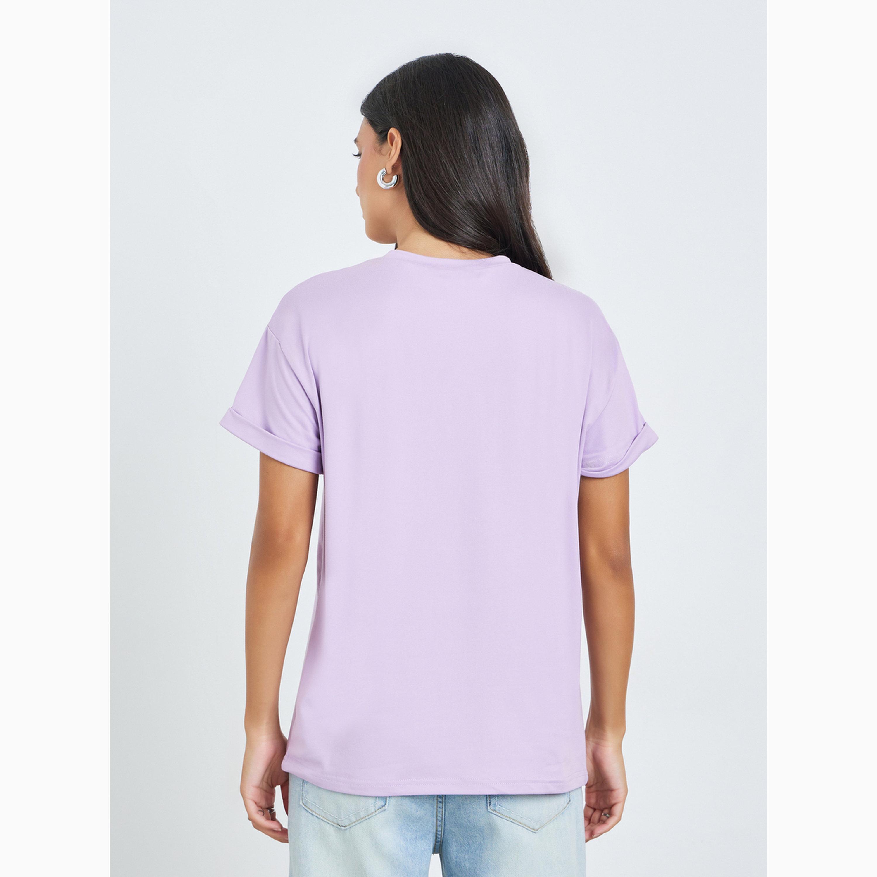 تيشيرت بطبعة نخلة وأكمام مطوية-women-clothing-tshirts-image-5
