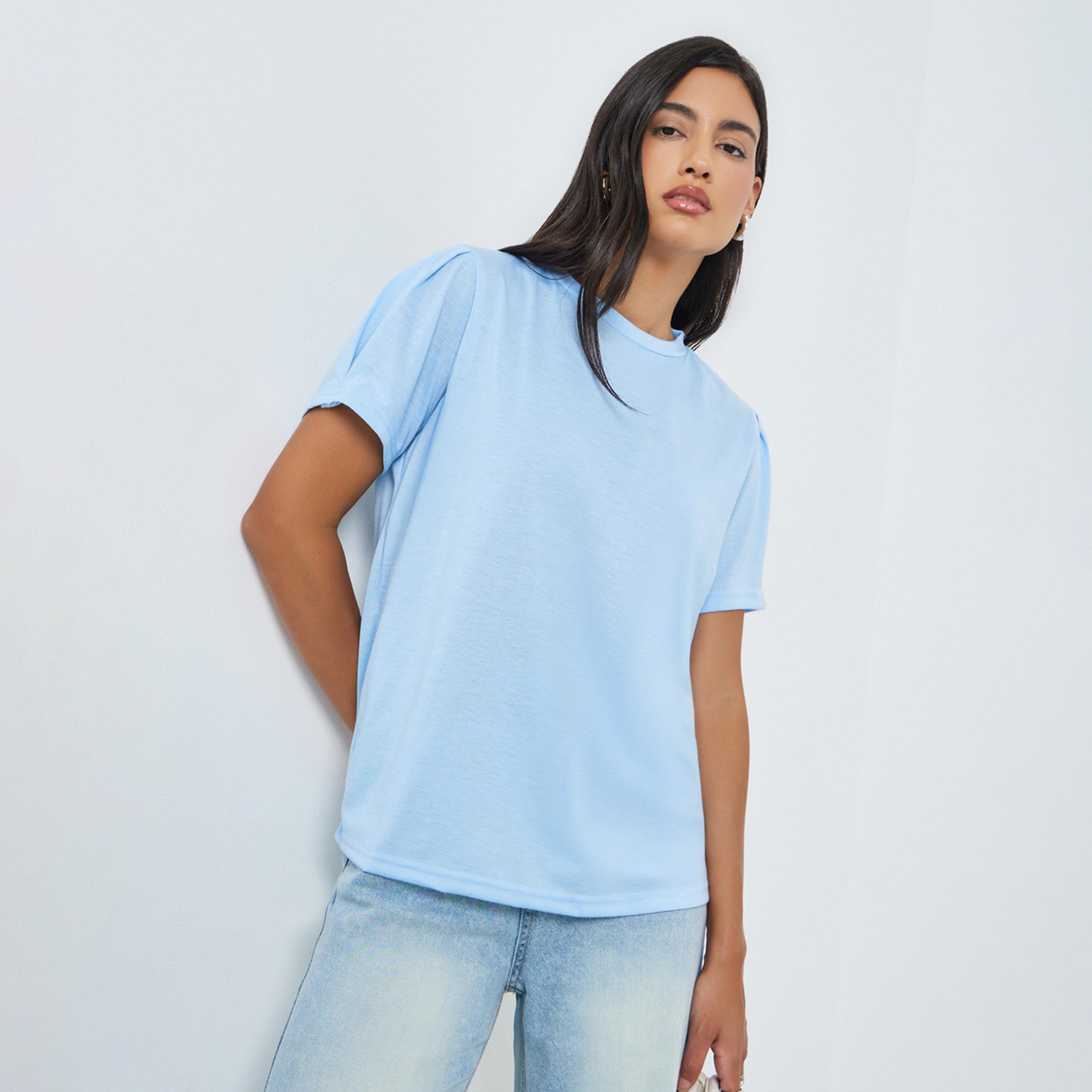 تيشيرت سادة بياقة دائرية-women-clothing-tshirts-image-1