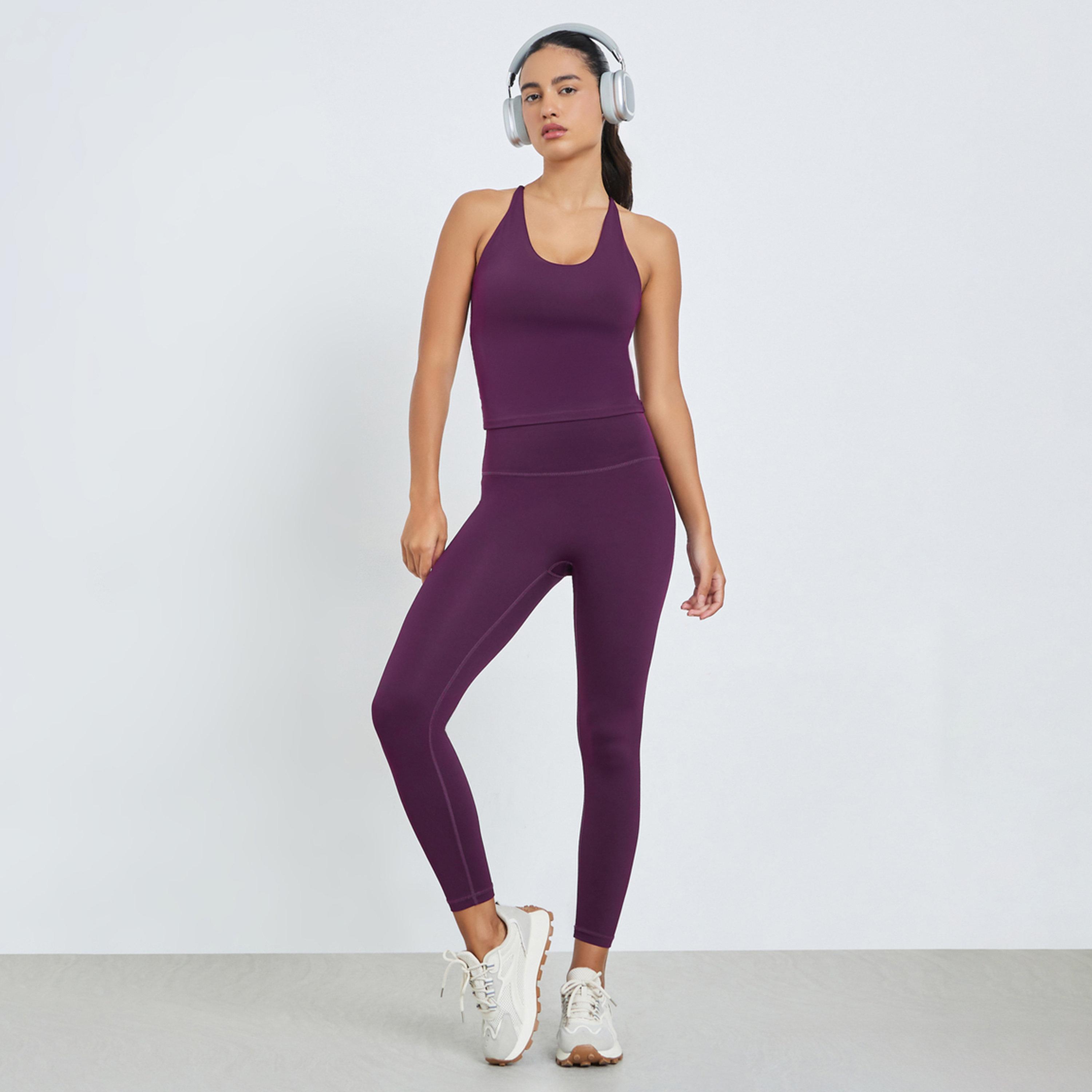 Styli Purple Cross Back Strap Longline Sports Bra and Leggings Set-women-clothing-sportswearandactivewear-trackpantsandtracksuits-image-1