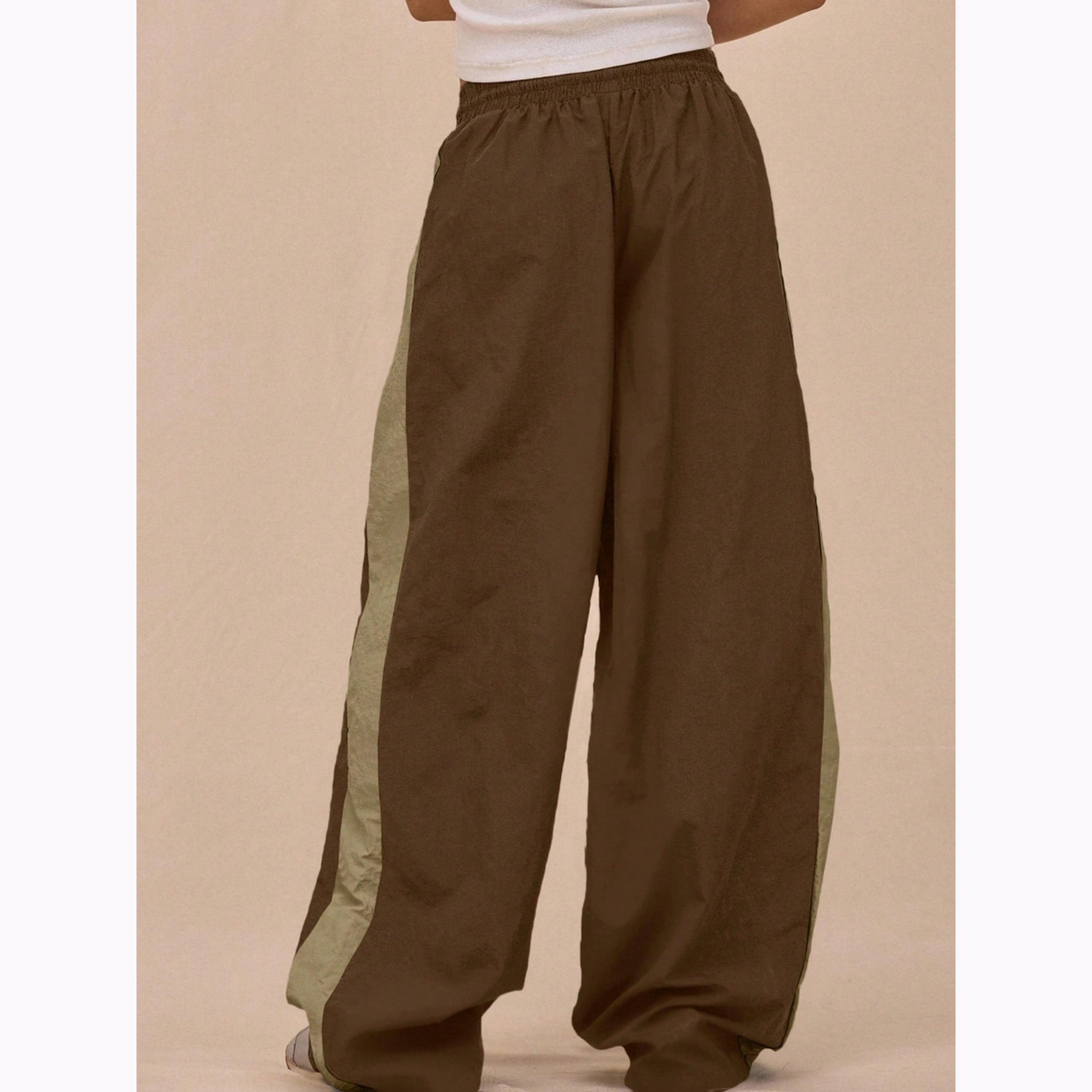 Take Two Brown Wide Leg Track Pants with Drawstring-women-clothing-bottoms-joggers-image-4