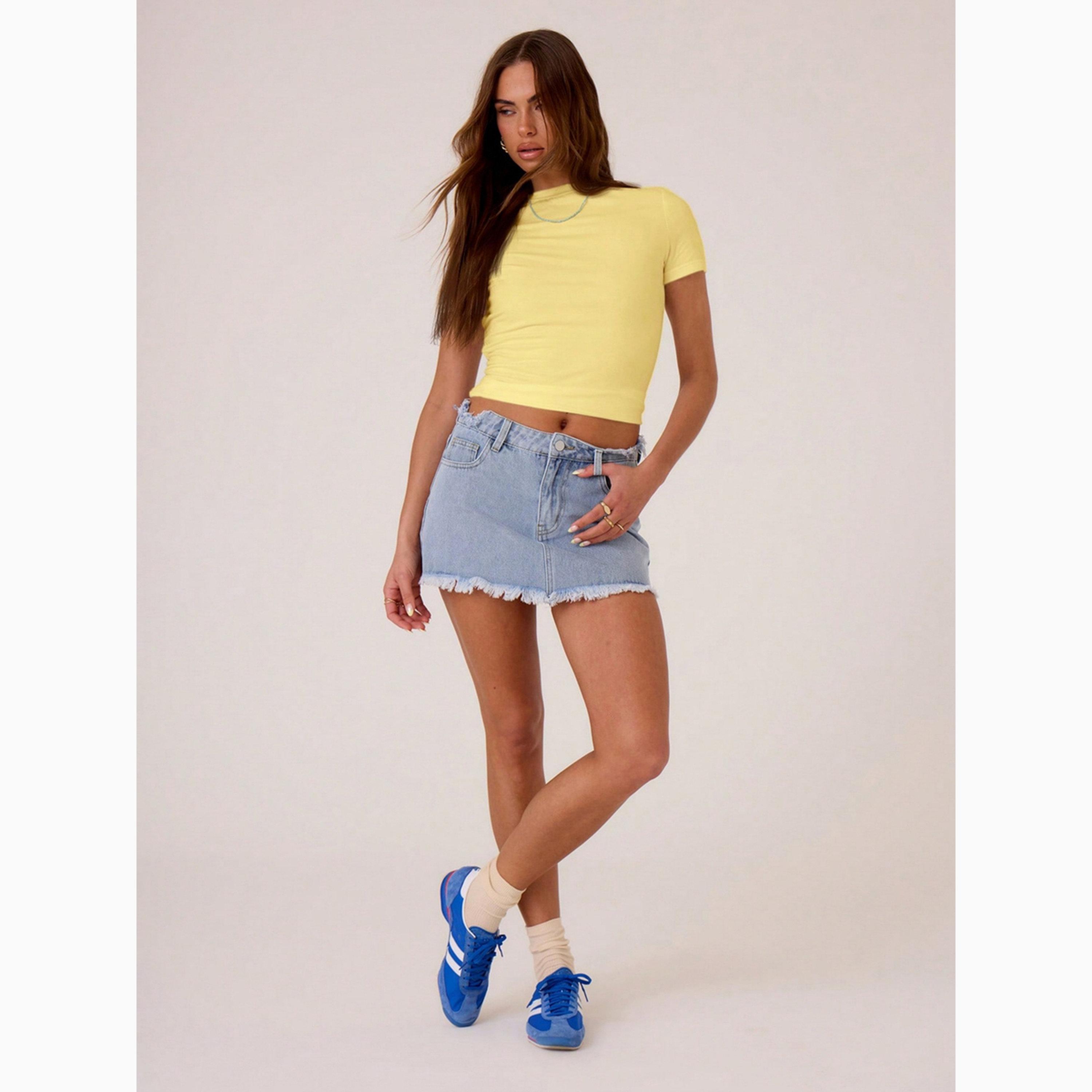 Take Two Yellow Solid Round Neck Slim Fit T-Shirt-women-clothing-tshirts-image-2