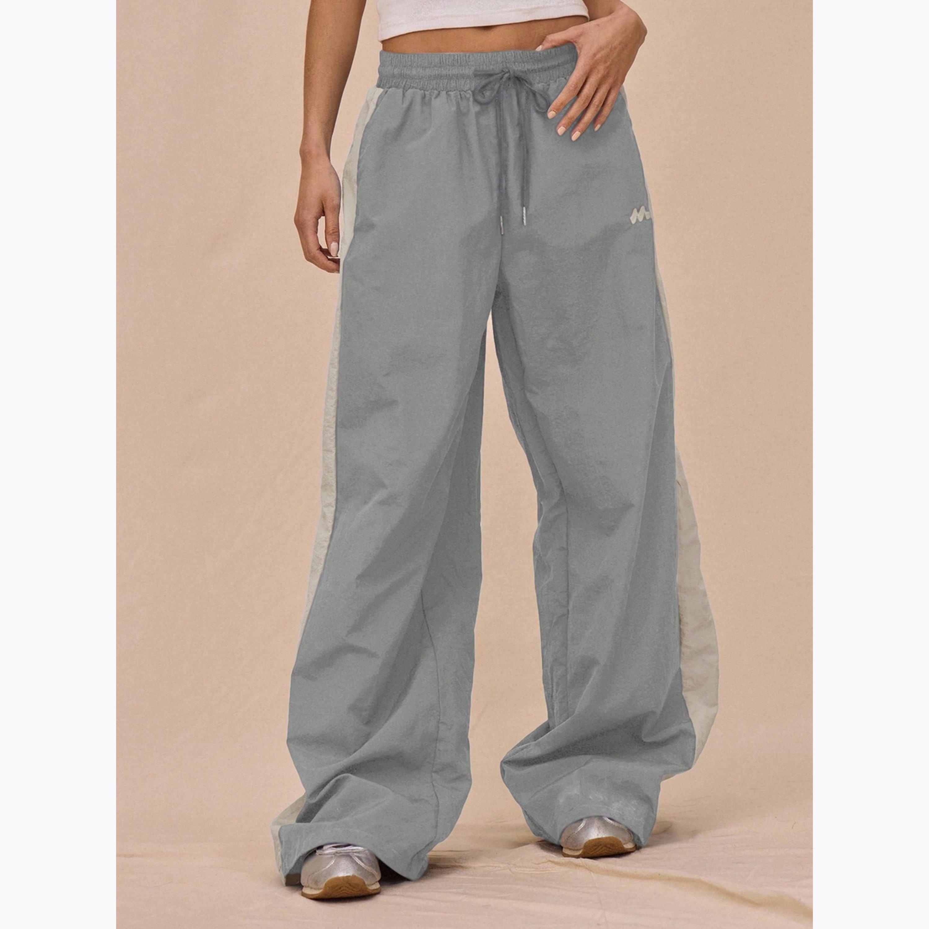 Take Two Grey Wide Leg Track Pants with Drawstring-women-clothing-bottoms-joggers-image-1