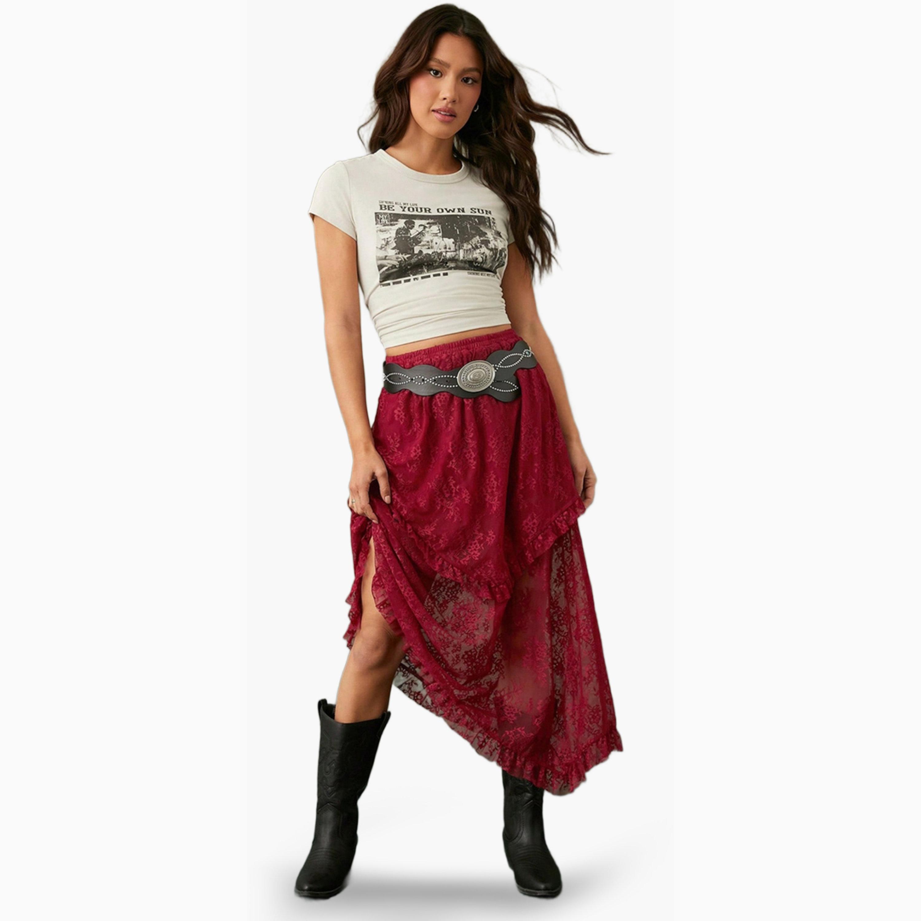 Take Two Burgundy Lace A-Line Midi Skirt-women-clothing-bottoms-skirts-image-3