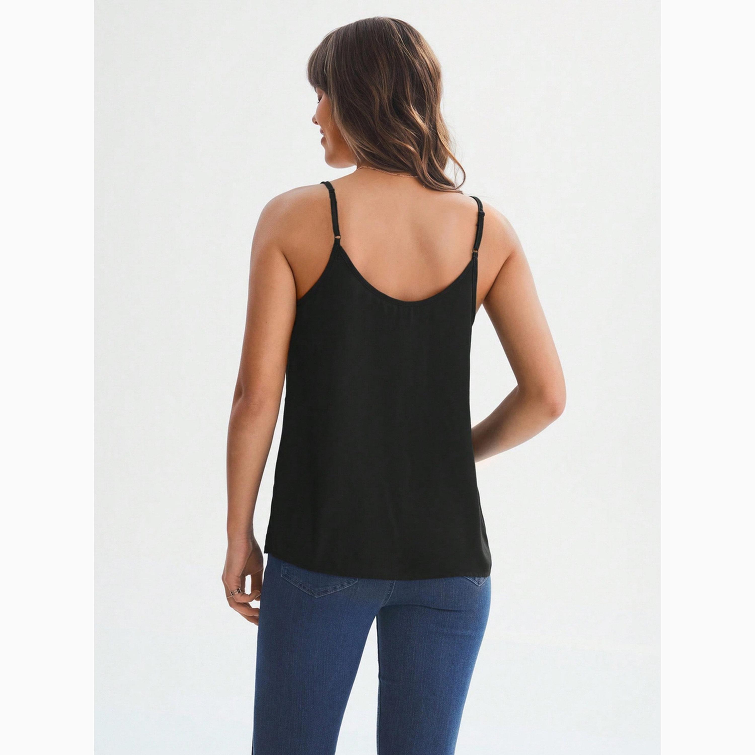 Take Two Black Solid V Neck Cami Top-women-clothing-shirtsandblouses-blouses-image-4
