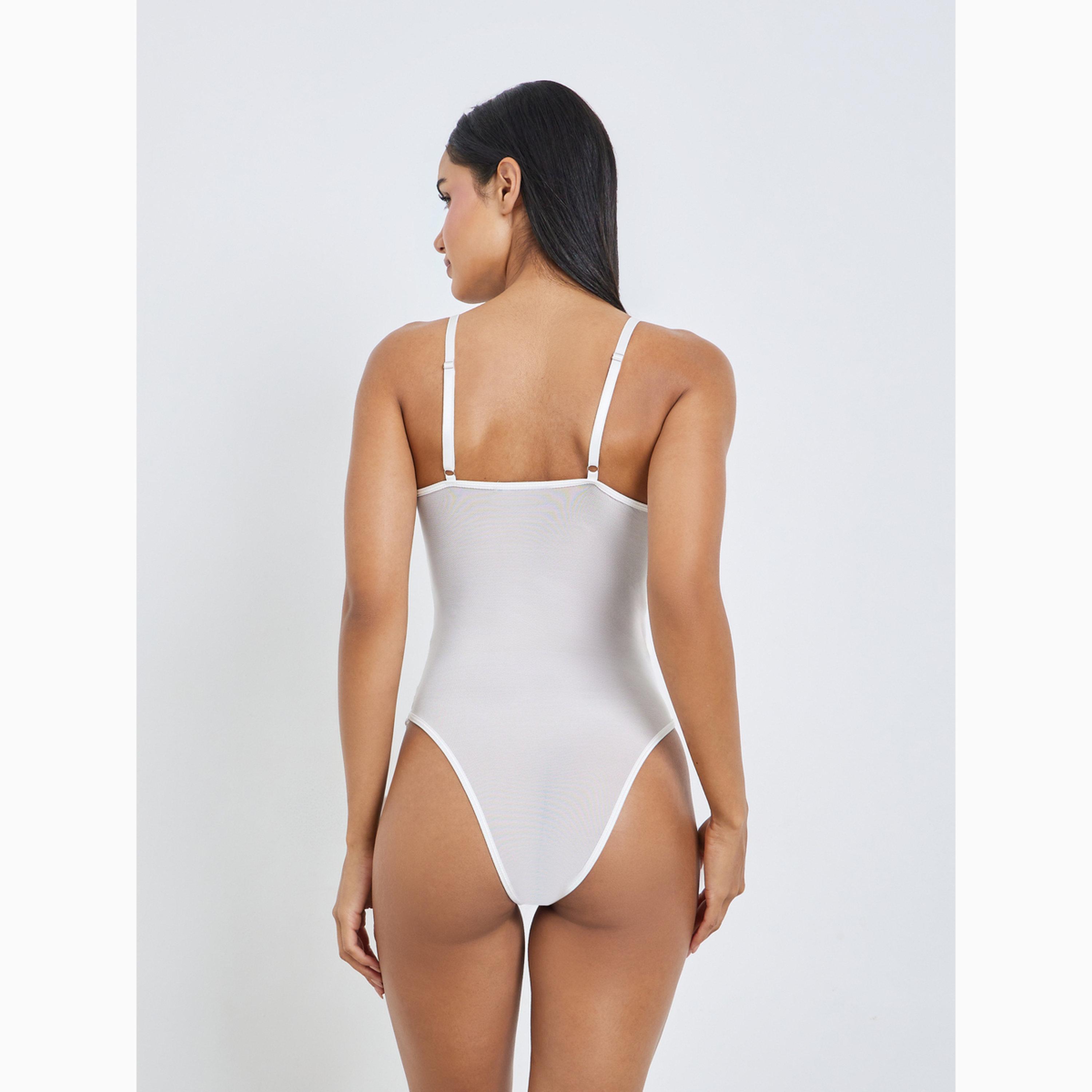 Styli White Floral Lace Padded Wired Bodysuit-women-clothing-lingerie-babydollsandbodysuits-image-2