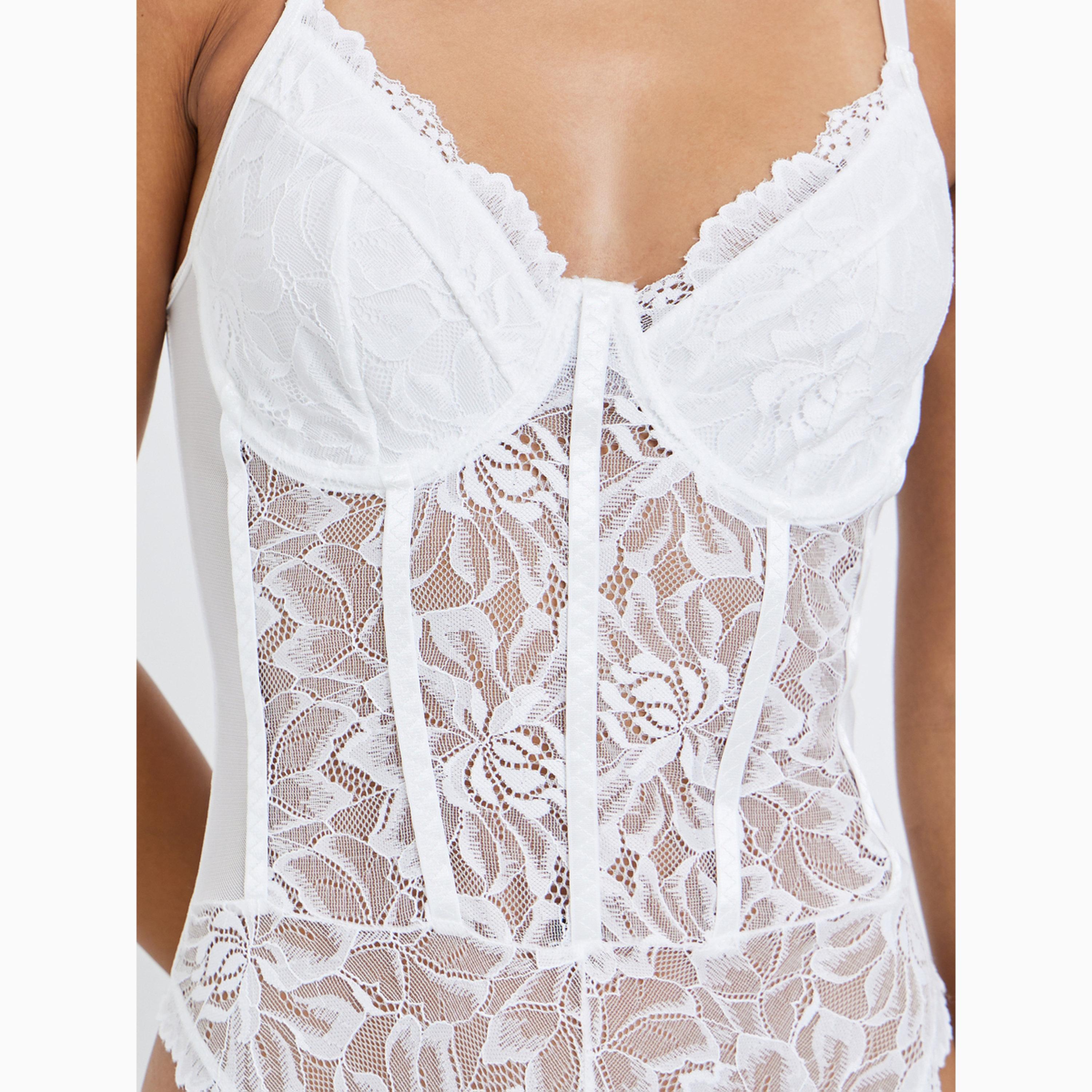 بودي سوت دانتيل بنقشة زهور وأسلاك وحشوة-women-clothing-lingerie-babydollsandbodysuits-image-3