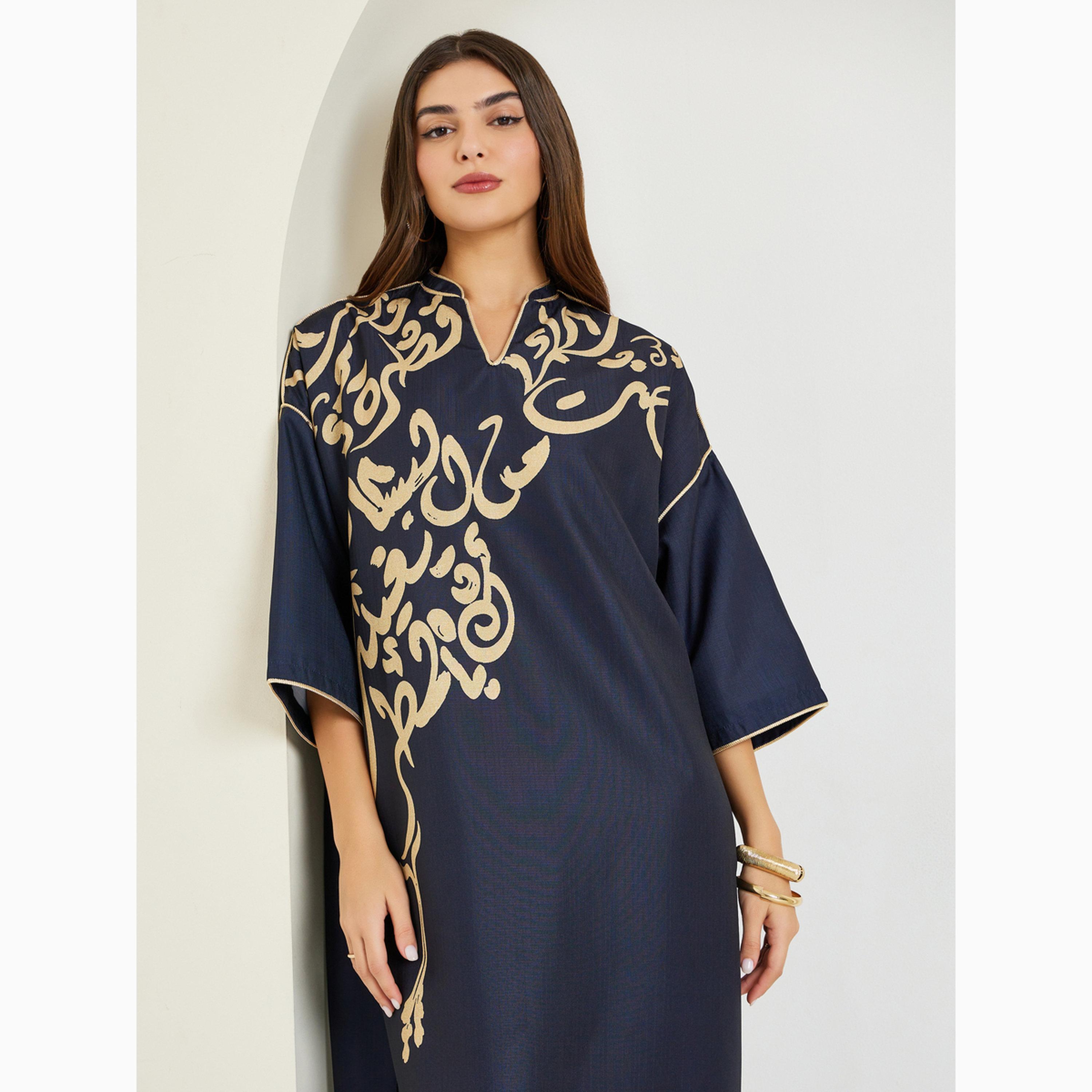 جلابية بطبعات وتفاصيل شراشيب-women-arabicclothing-jalabiyas-image-3
