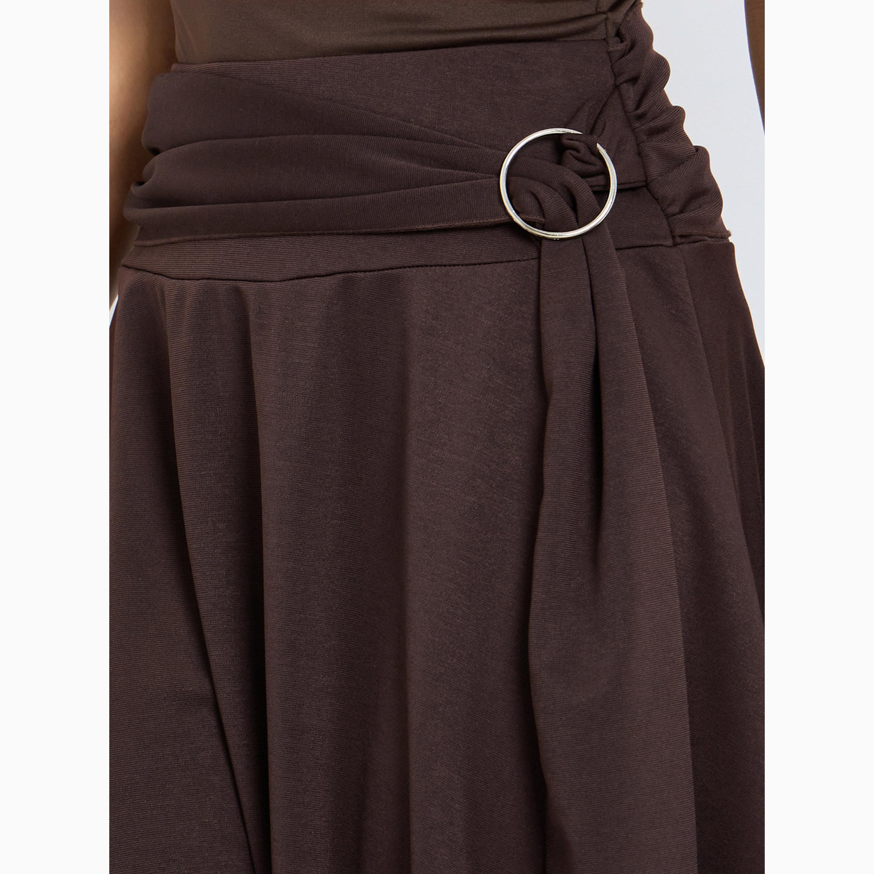 Styli Brown Asymmetric Midi Skirt with O-Ring Detail-women-clothing-bottoms-skirts-image-3