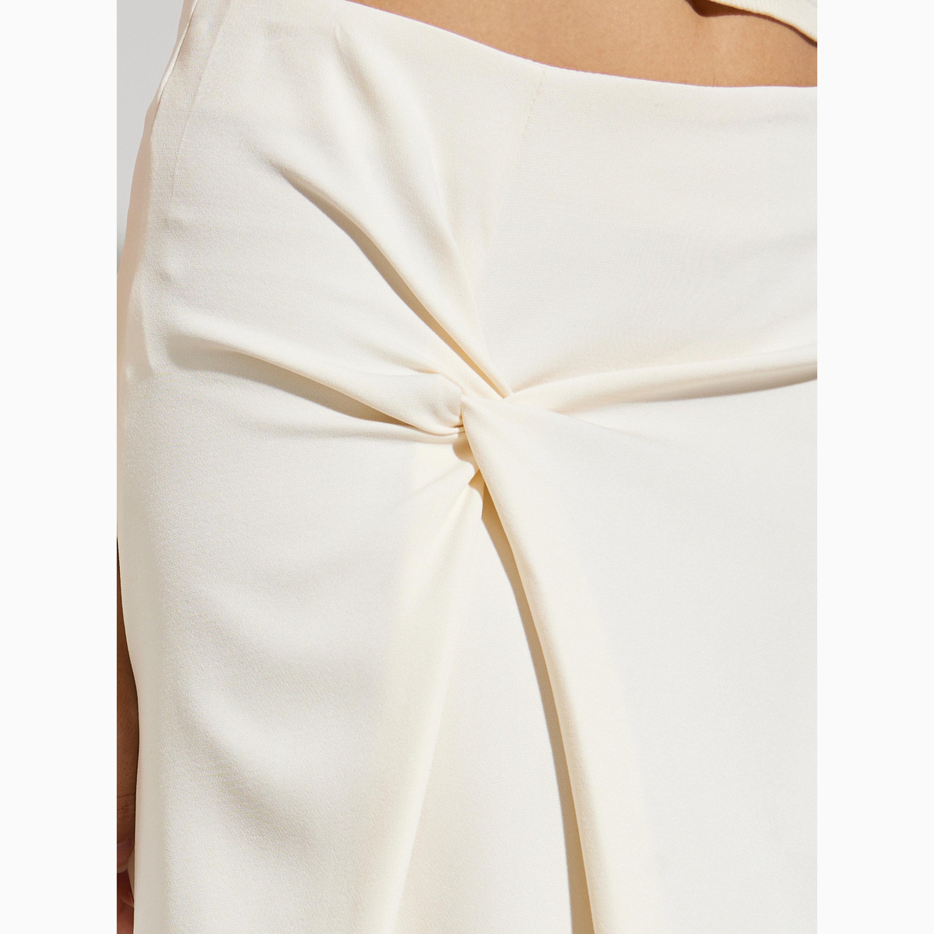 تنورة ميدي بمظهر تويل وتفاصيل عقدة كريمي-women-clothing-bottoms-skirts-image-3