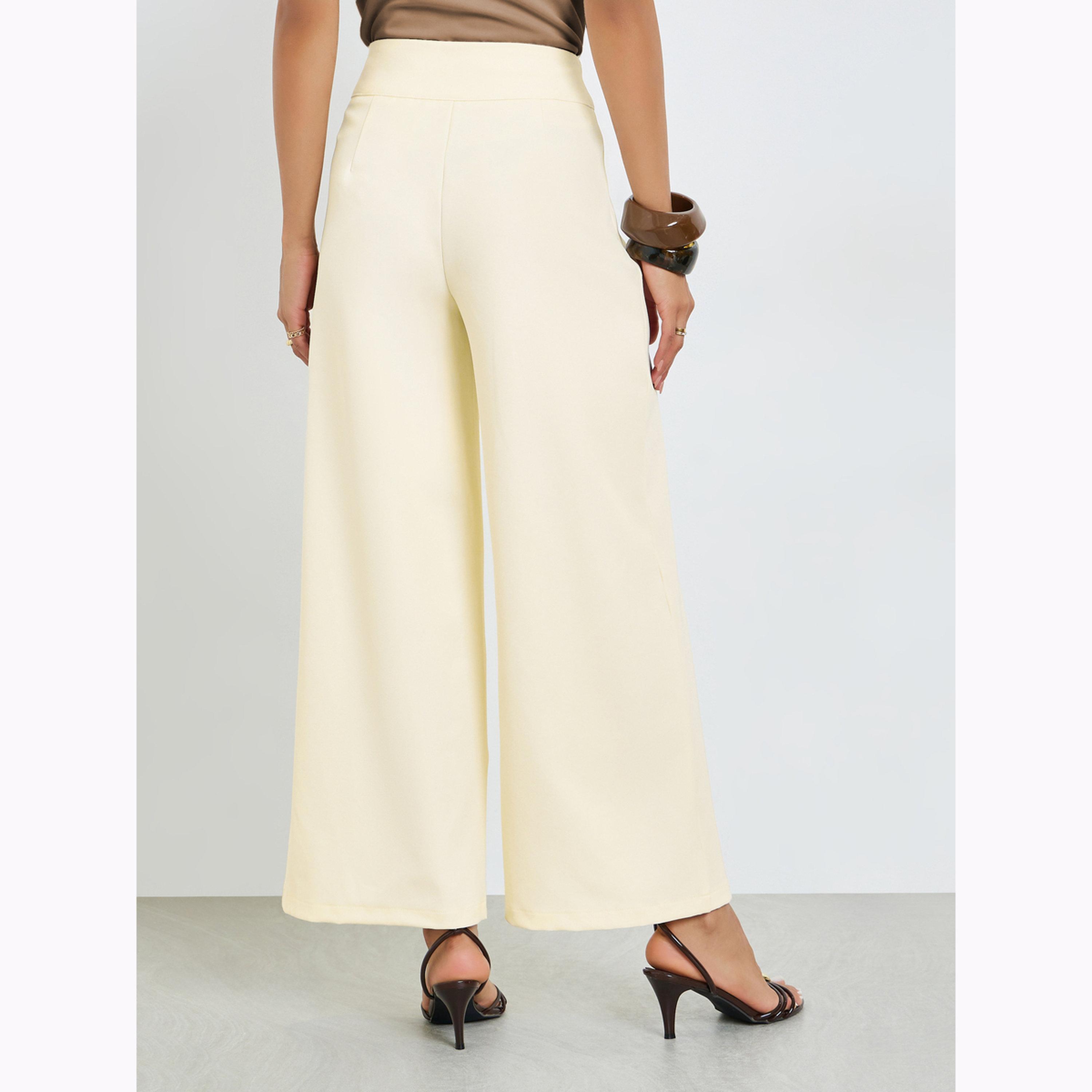 Styli Cream Wide Leg Pants with Extended Waistband-women-clothing-bottoms-trousers-image-4