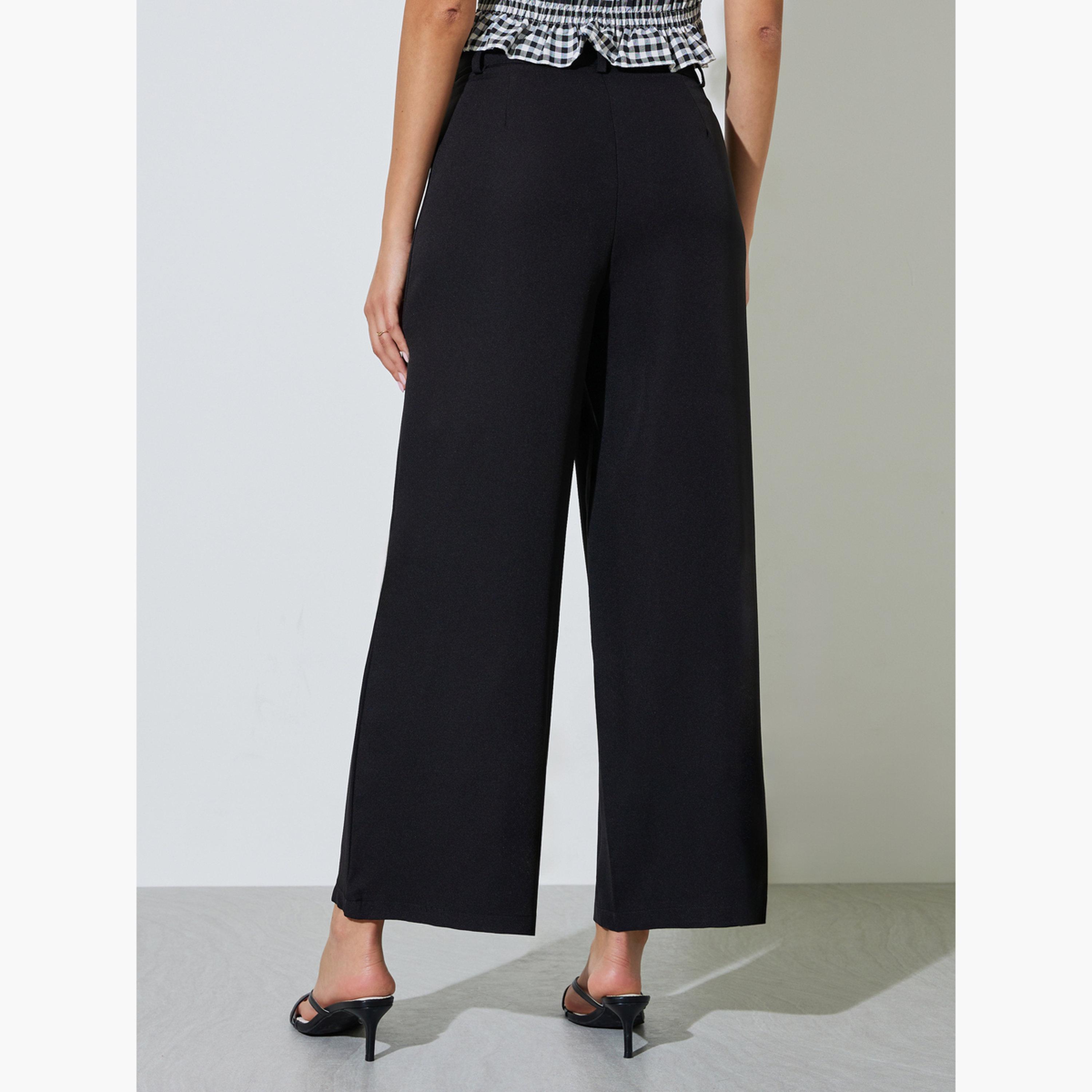 Styli Black Mid Rise Straight Leg Pants-women-clothing-trousers-image-4