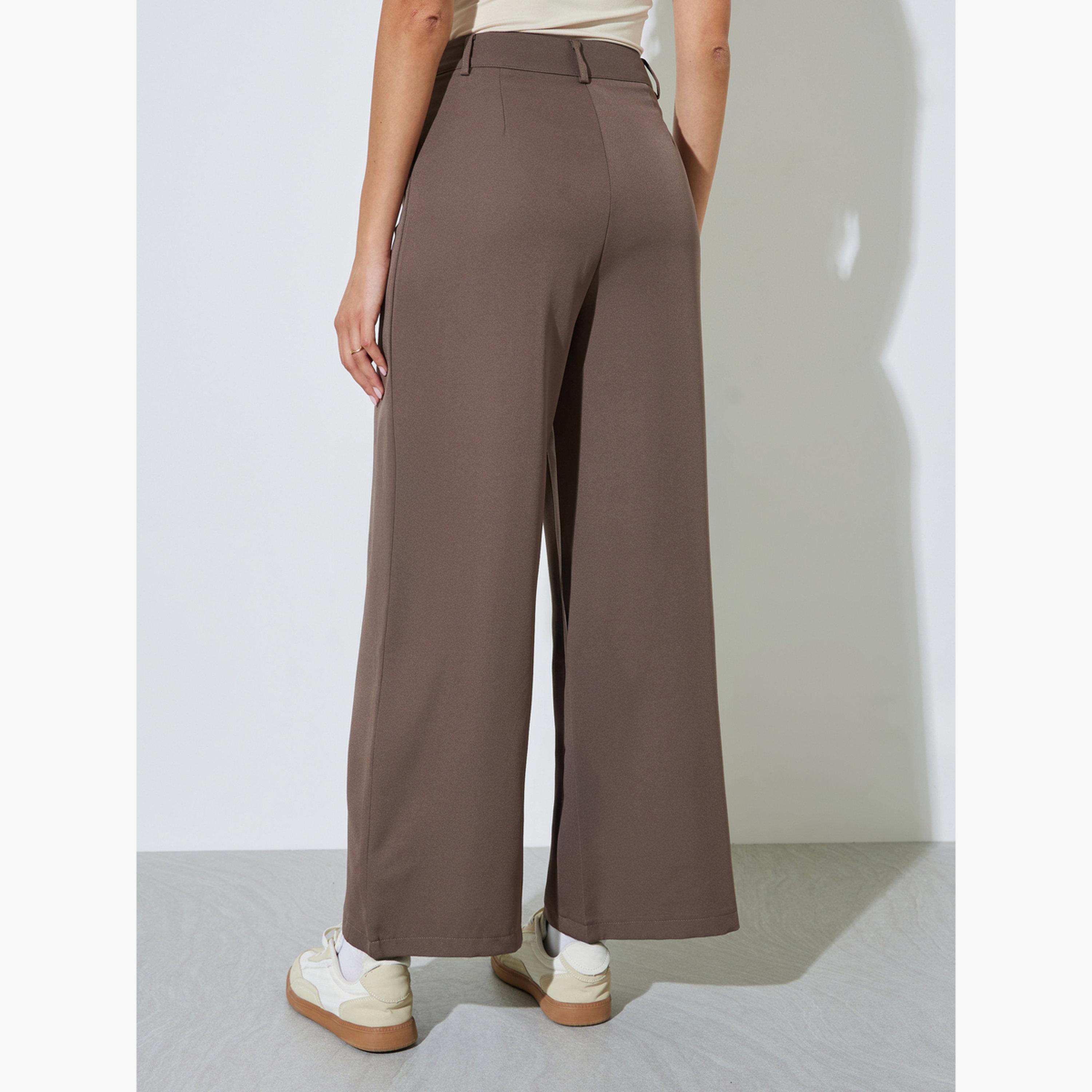 Styli Brown Mid Rise Straight Leg Pants-women-clothing-trousers-image-4