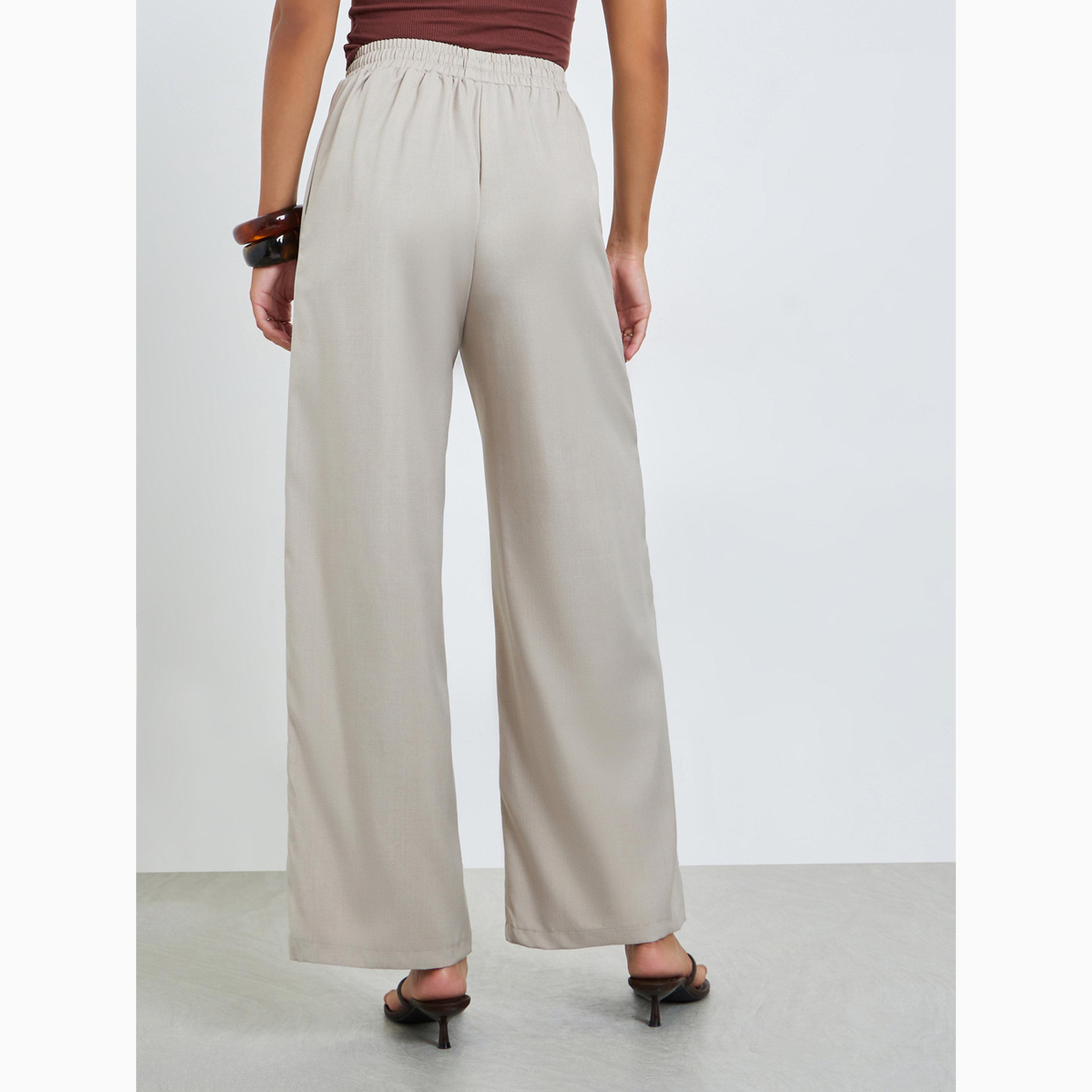Styli Cream Wide Leg Casual Pants-women-clothing-bottoms-joggers-image-4