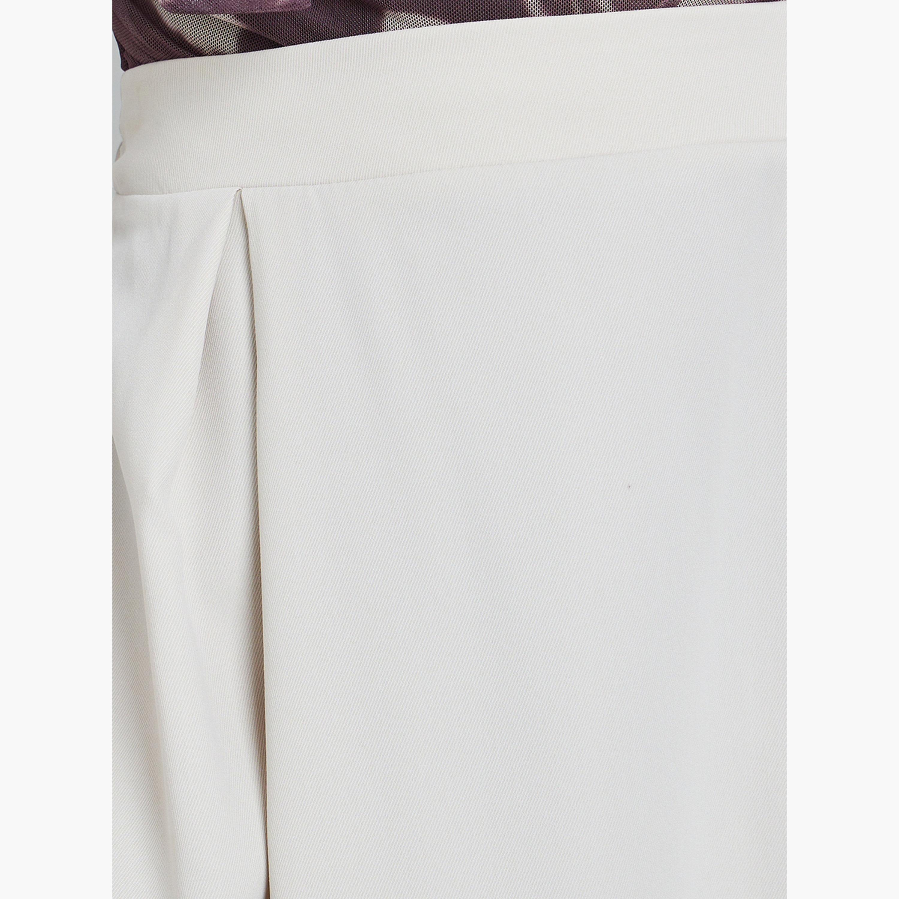 Styli Cream A-Line Maxi Skirt with Fold Pleat-women-clothing-skirts-image-3