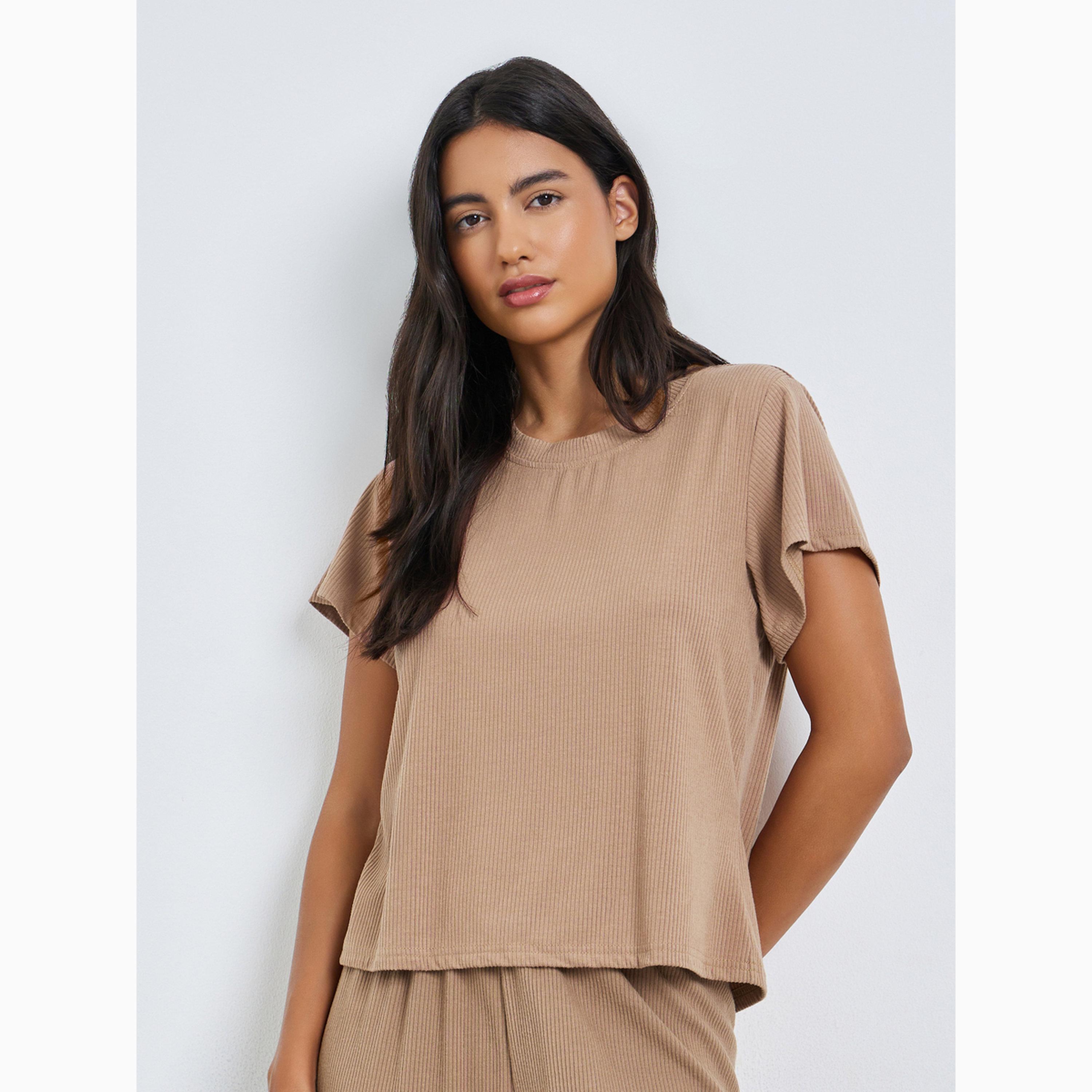 Styli Ribbed Short Sleeve T-Shirt, Shorts and Pants Pyjama Set-women-clothing-nightwear-pyjamas-longsets-image-4