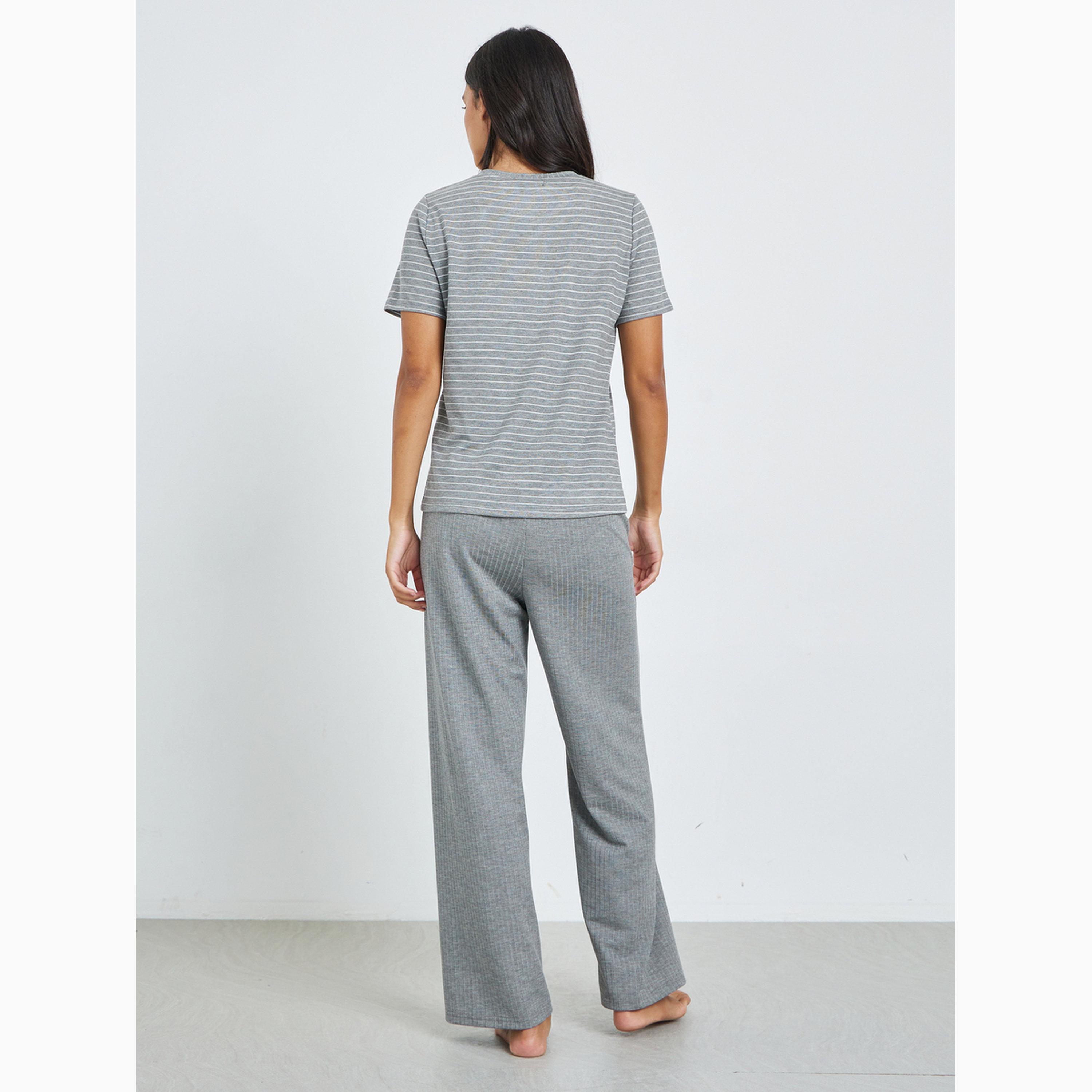 Styli Striped T-Shirt and Pants Pyjama Set-women-clothing-nightwear-pyjamas-longsets-image-6