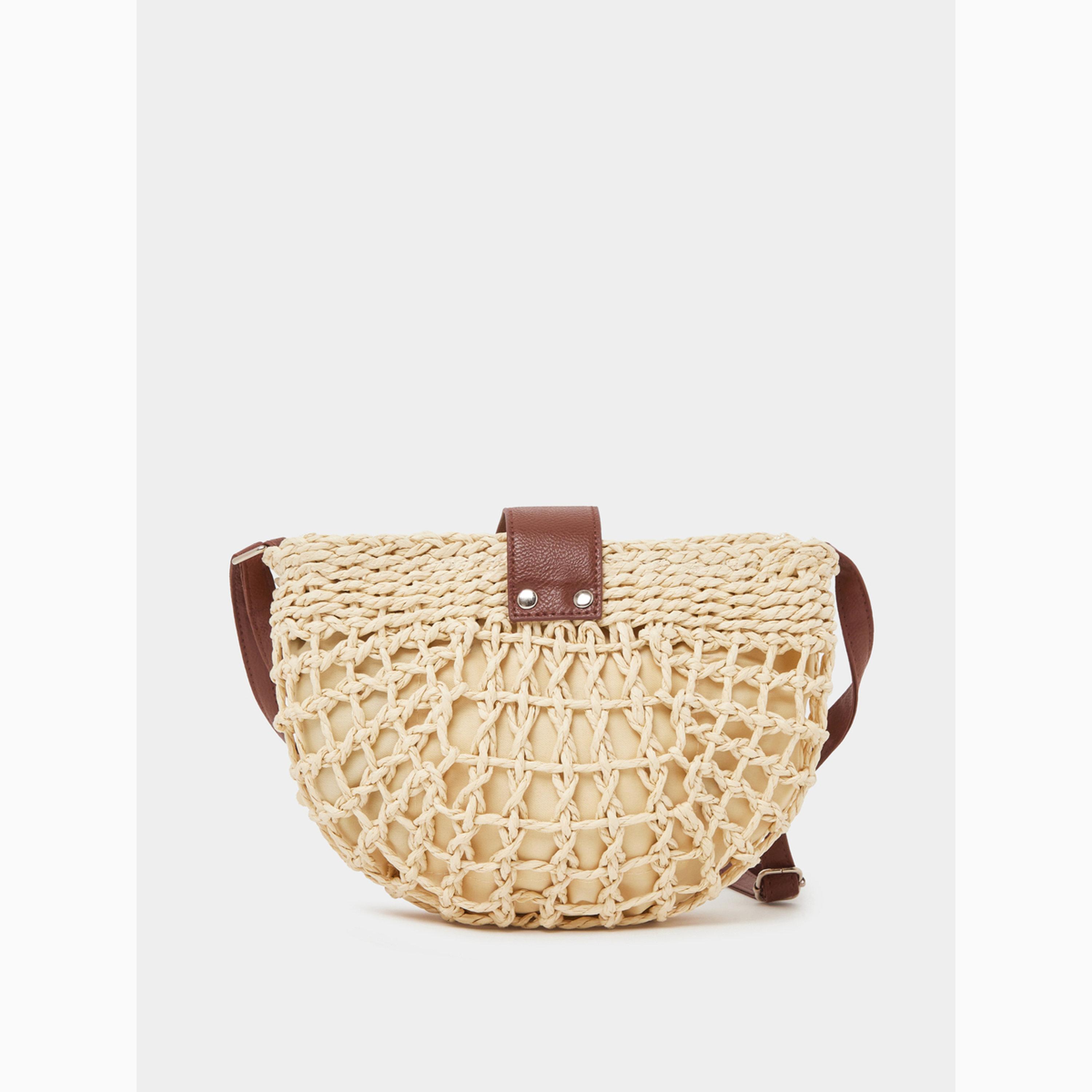 Styli Beige Woven Beach Crossbody Bag-women-bagsandwallets-handbags-image-2