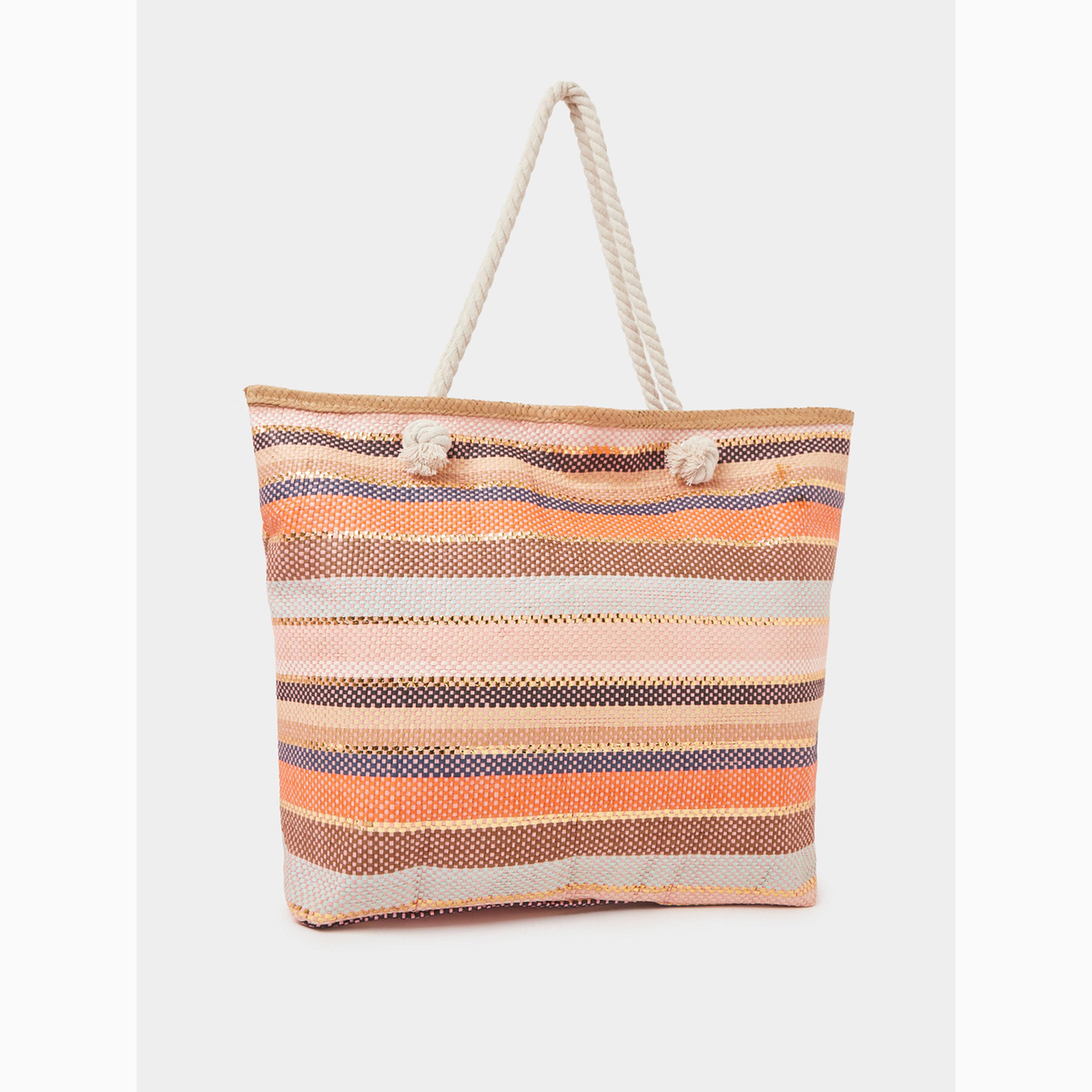 Styli Striped Woven Beach Tote Bag-women-bagsandwallets-handbags-image-1