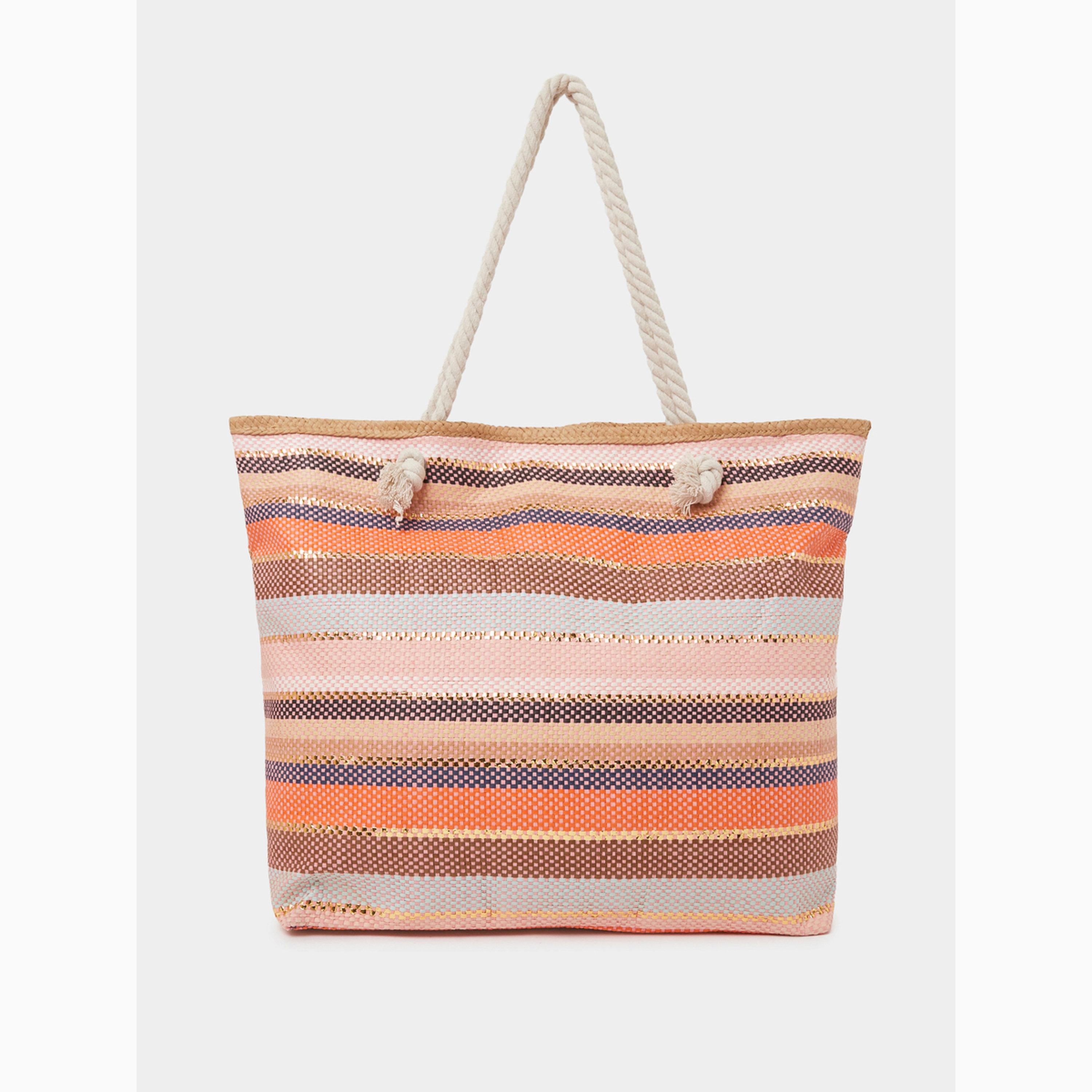 Styli Striped Woven Beach Tote Bag-women-bagsandwallets-handbags-image-2