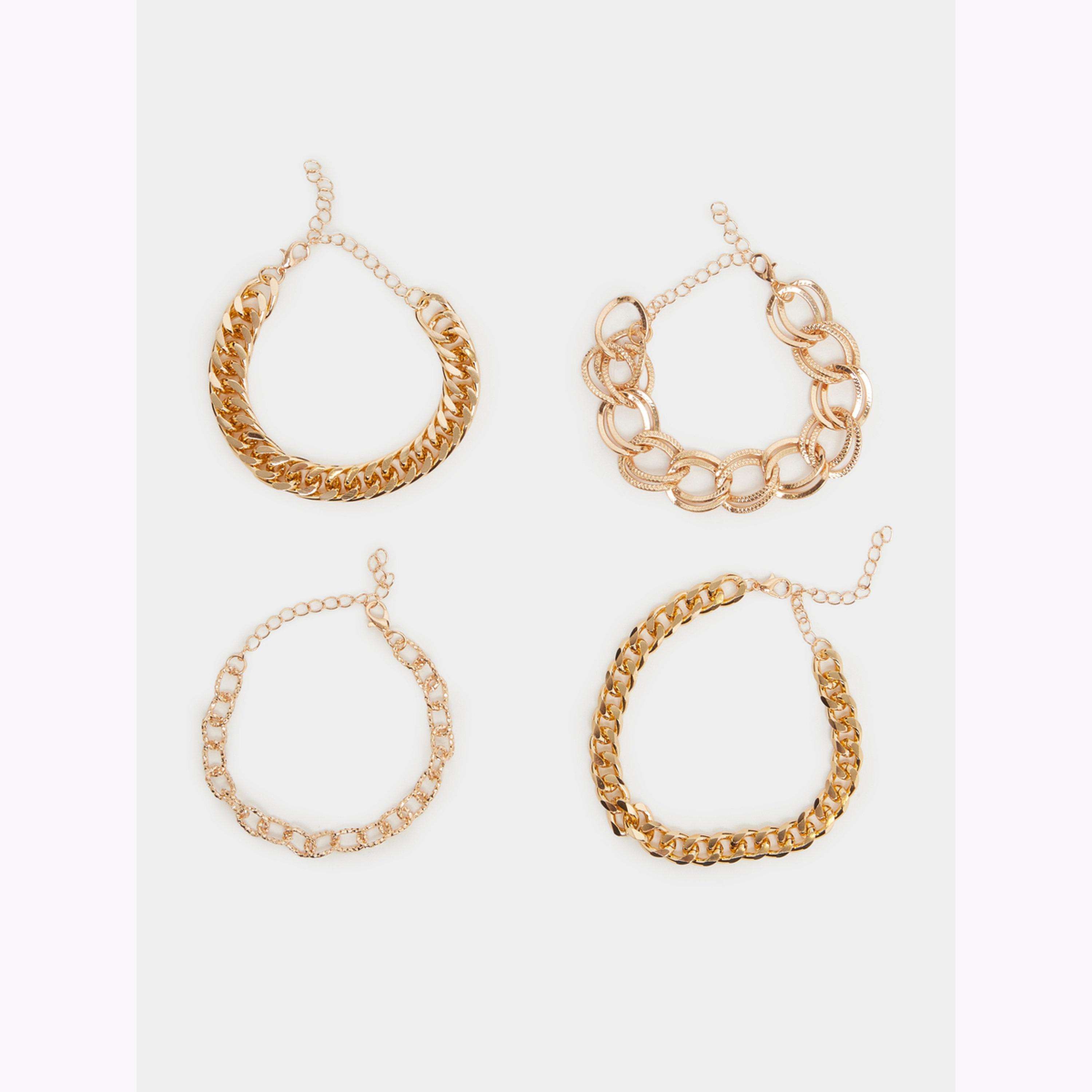 عبوة من 4 سوار سلسلة لون ذهبي-women-watchesandjewellery-jewellery-banglesandbracelets-image-2