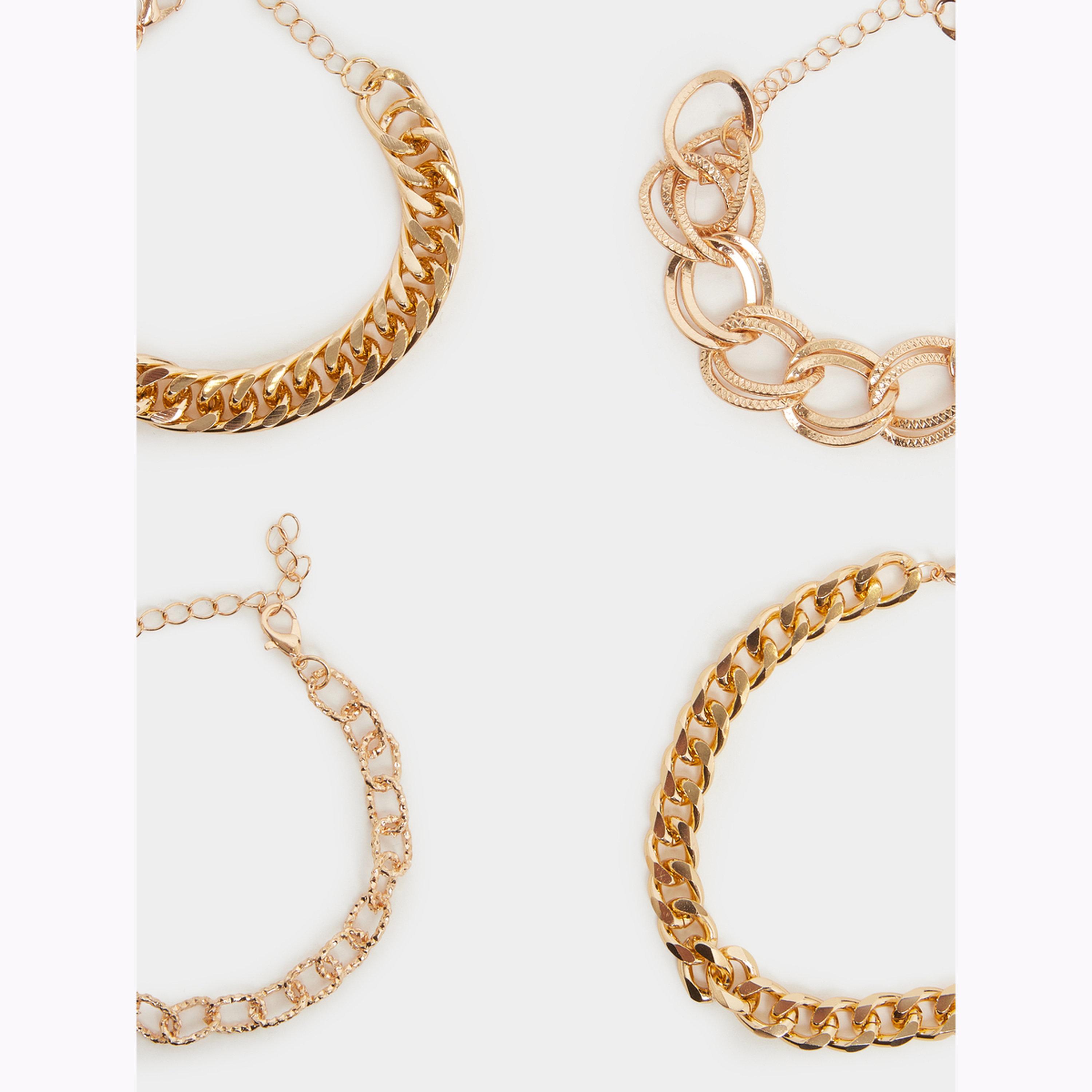 عبوة من 4 سوار سلسلة لون ذهبي-women-watchesandjewellery-jewellery-banglesandbracelets-image-3