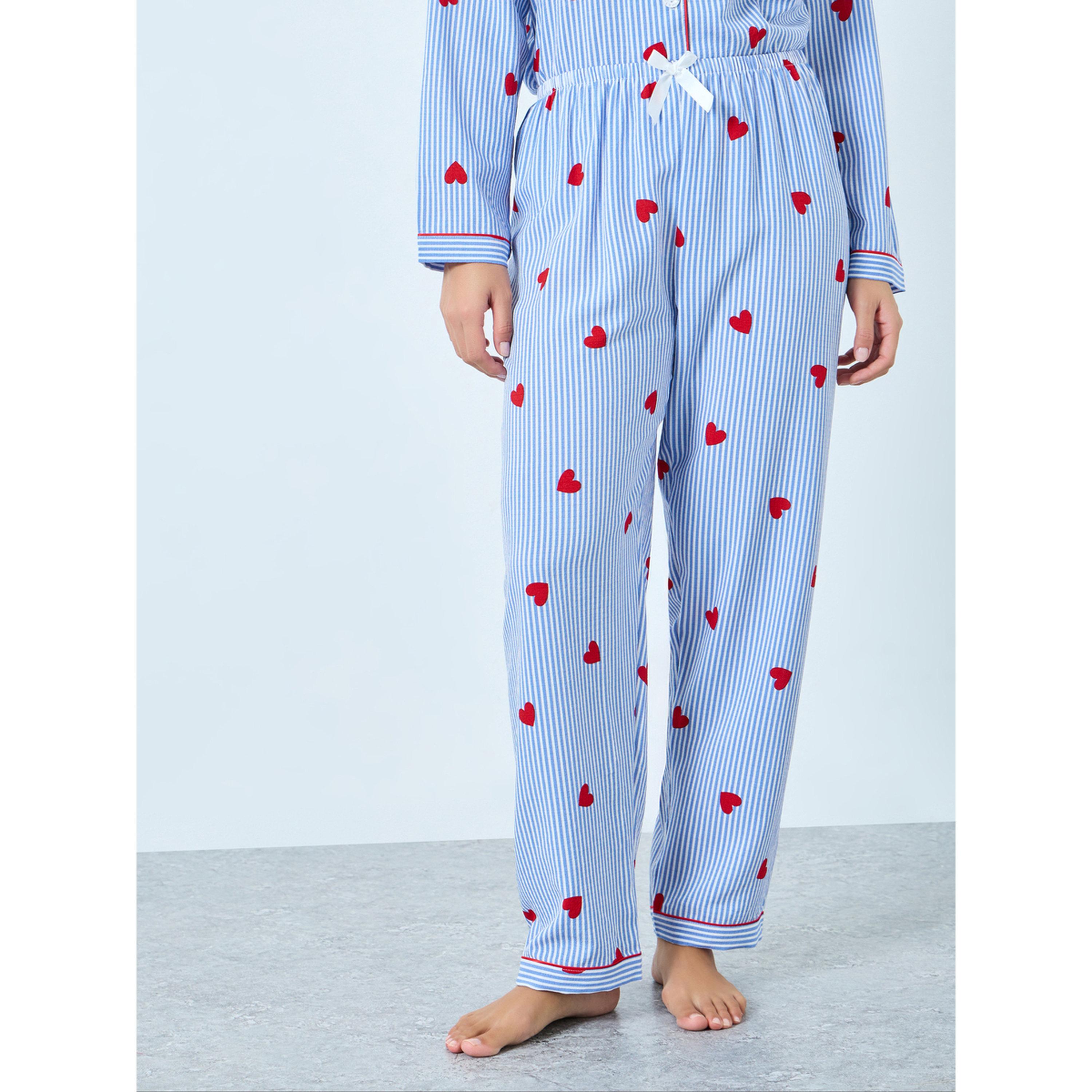 Take Two Blue Heart Striped Print Shirt and Pyjama Set-women-clothing-nightwear-pyjamas-longsets-image-5