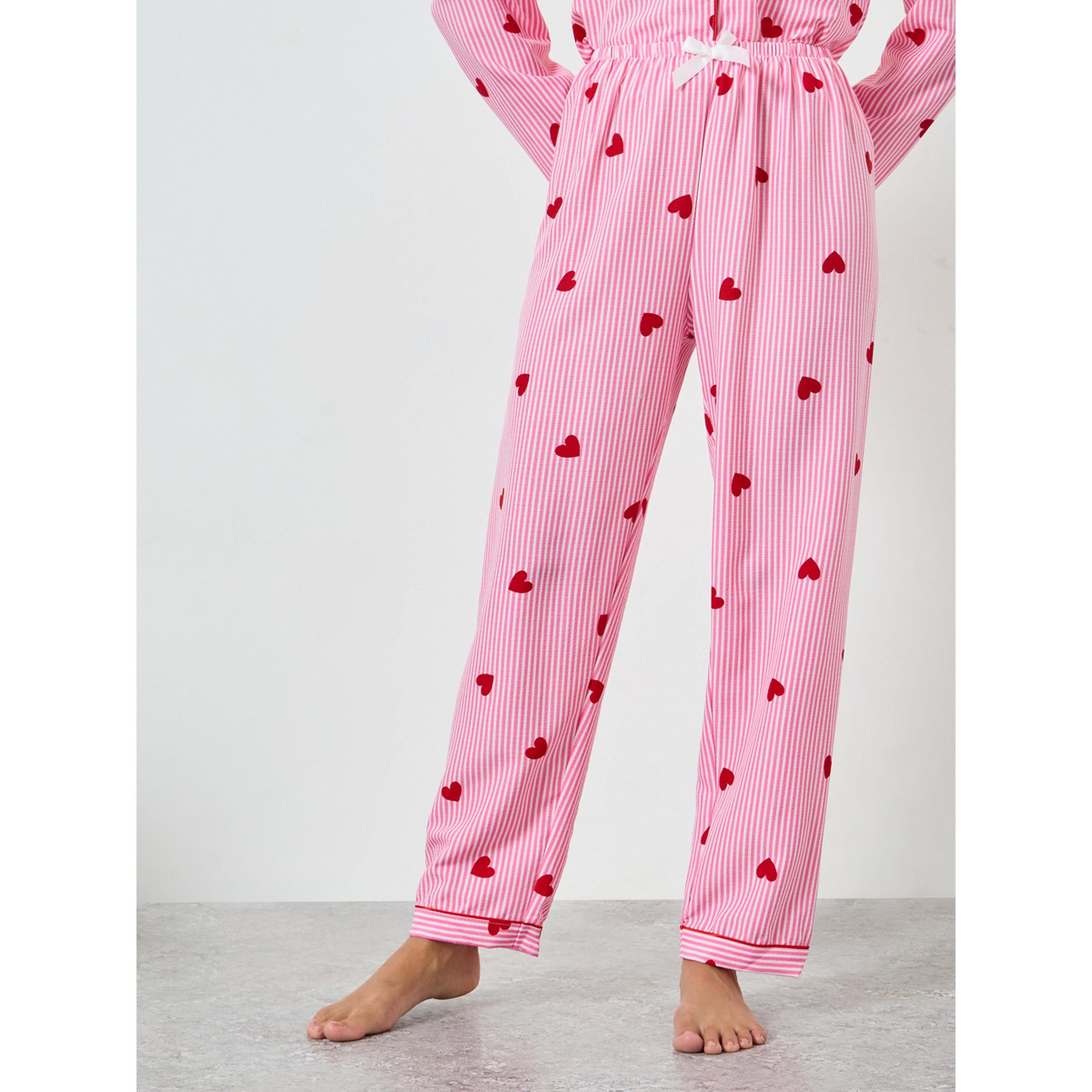 Take Two Pink Heart Striped Print Shirt and Pyjama Set-women-clothing-nightwear-pyjamas-longsets-image-5