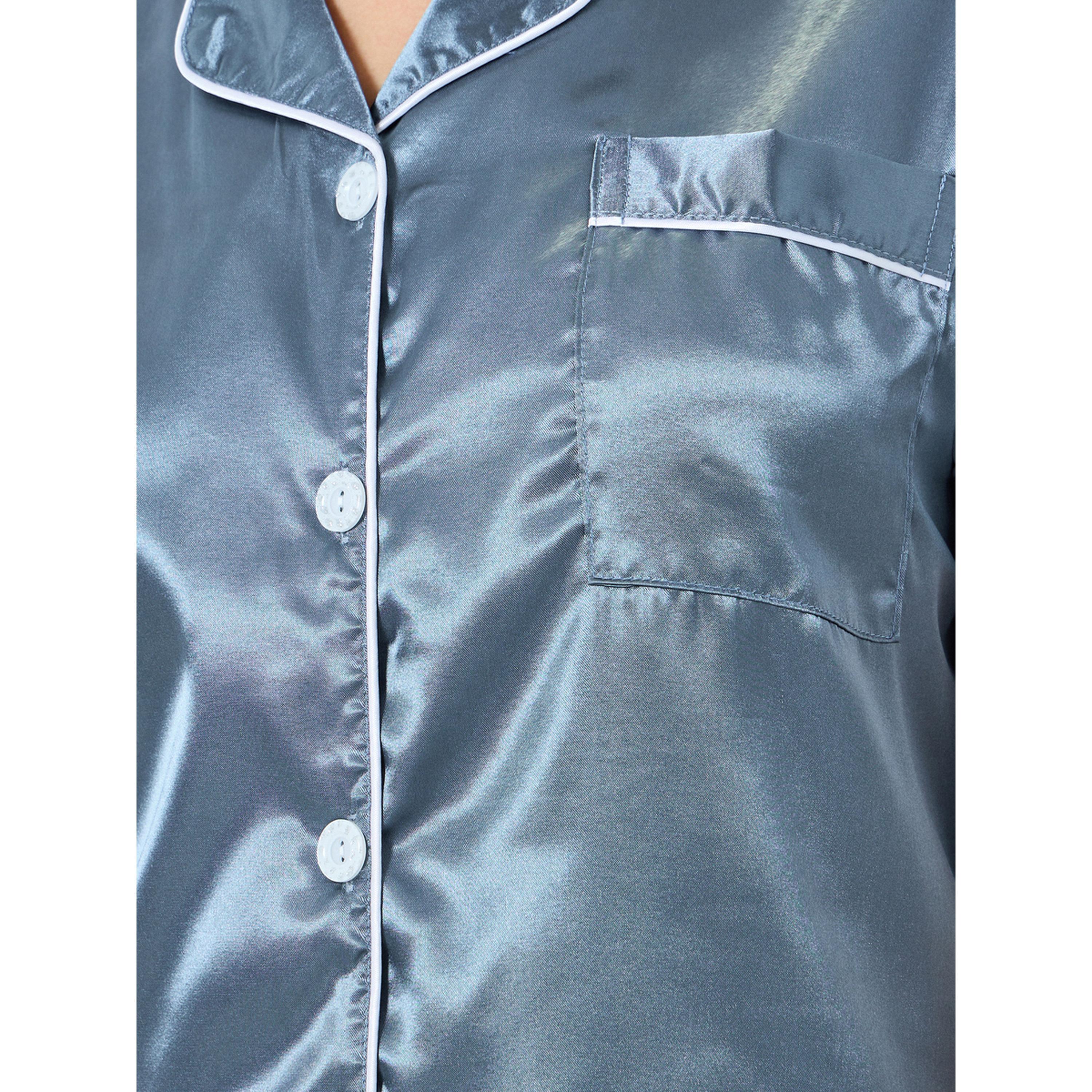 مجموعة من شورت وبلوزة سادة بتفاصيل أنابيب-women-clothing-nightwear-pyjamas-shortsets-image-6
