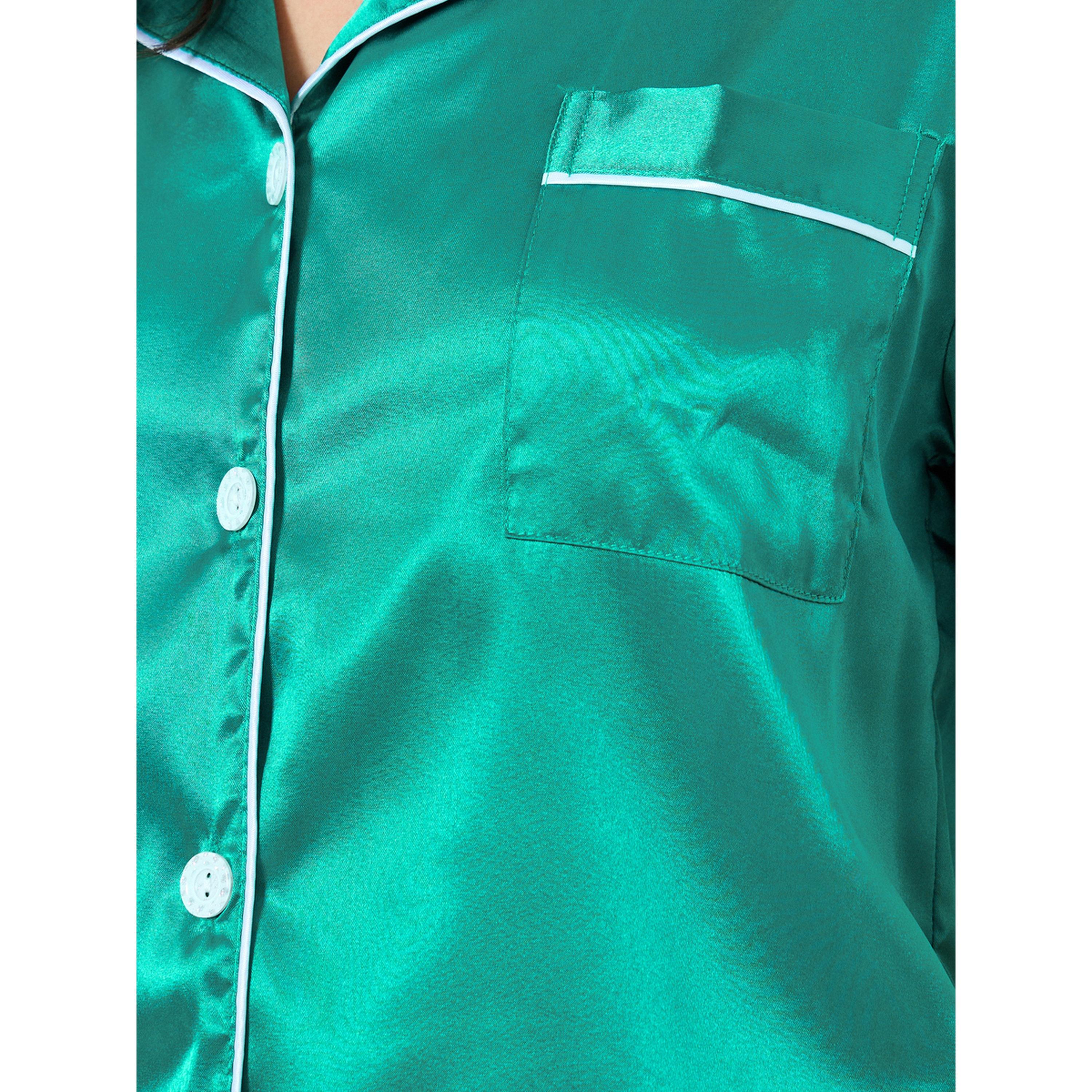 مجموعة من شورت وبلوزة سادة بتفاصيل أنابيب-women-clothing-nightwear-pyjamas-shortsets-image-1