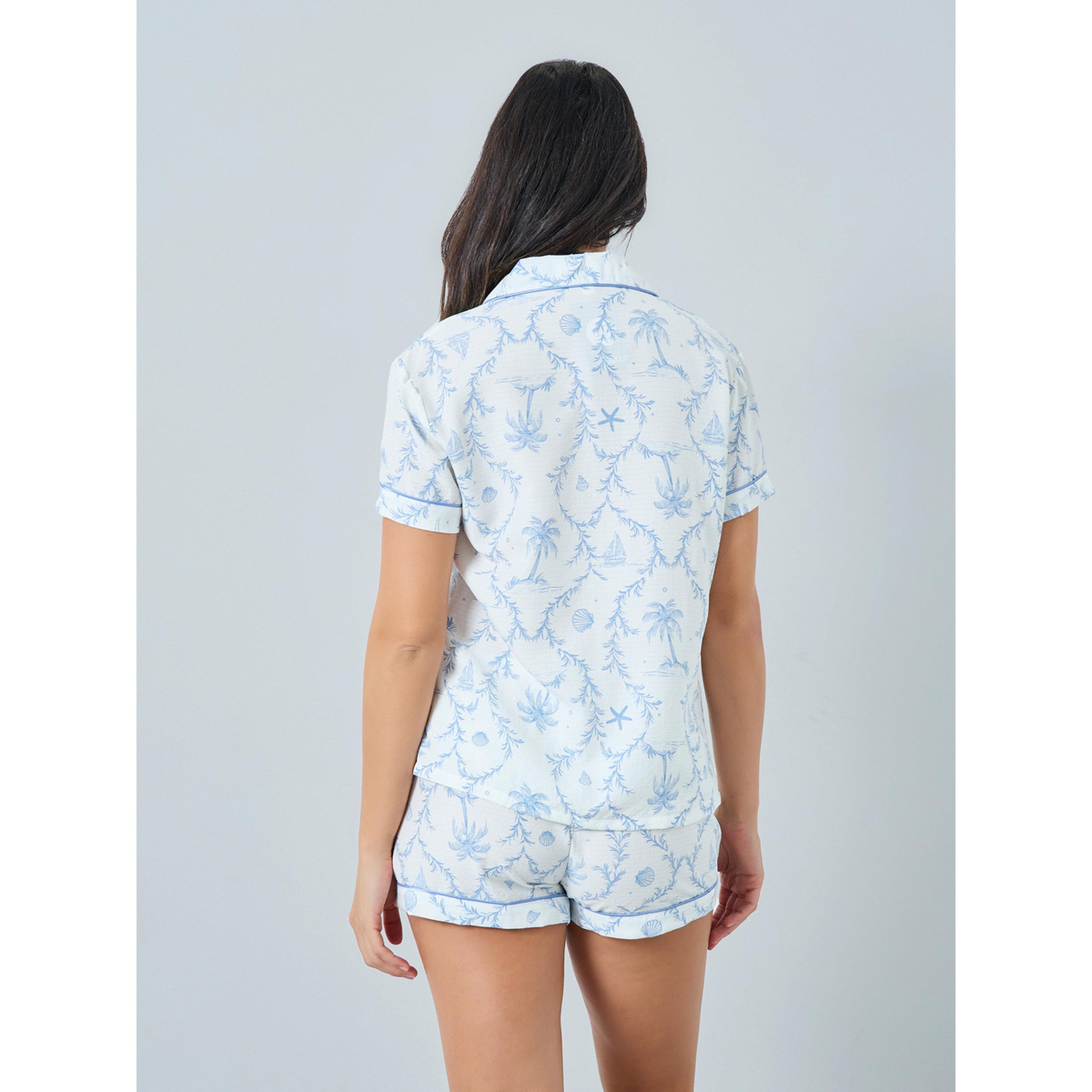 مجموعة من شورت وبلوزة مطبوعة بتفاصيل أنابيب-women-clothing-nightwear-pyjamas-shortsets-image-3
