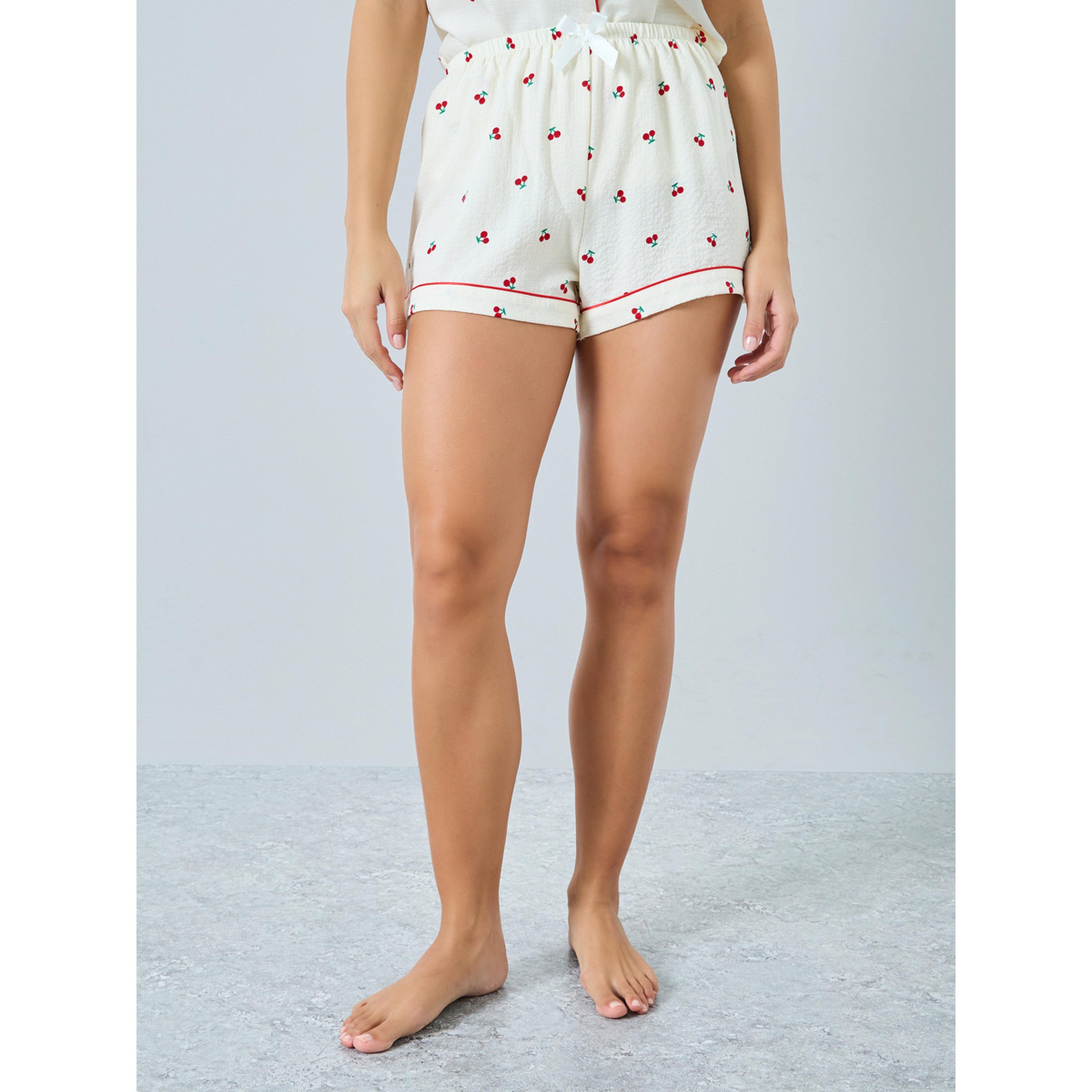 مجموعة من شورت وبلوزة بطبعة كرز-women-clothing-nightwear-pyjamas-shortsets-image-5