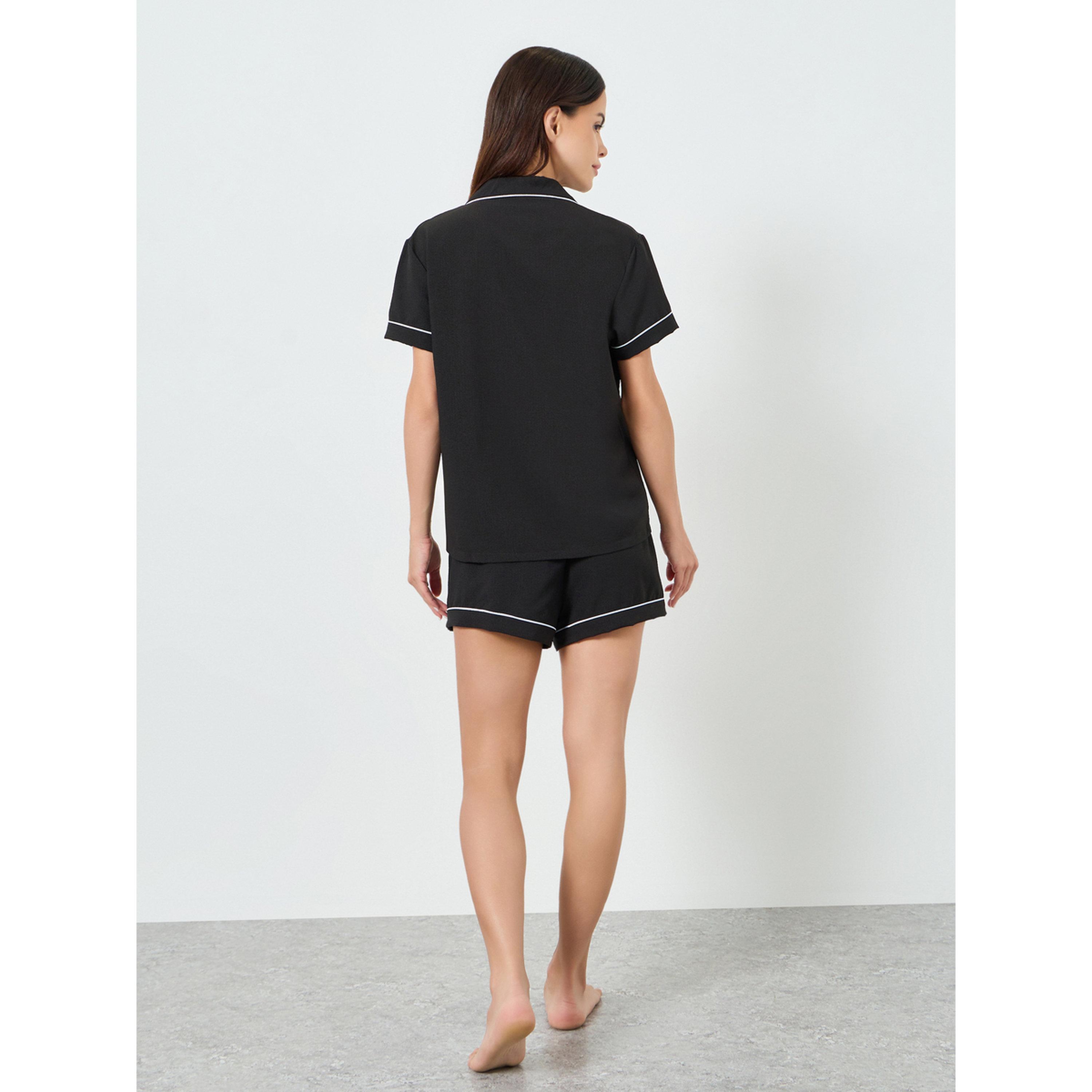 مجموعة من شورت وبلوزة بحواف متباينة-women-clothing-nightwear-pyjamas-shortsets-image-3