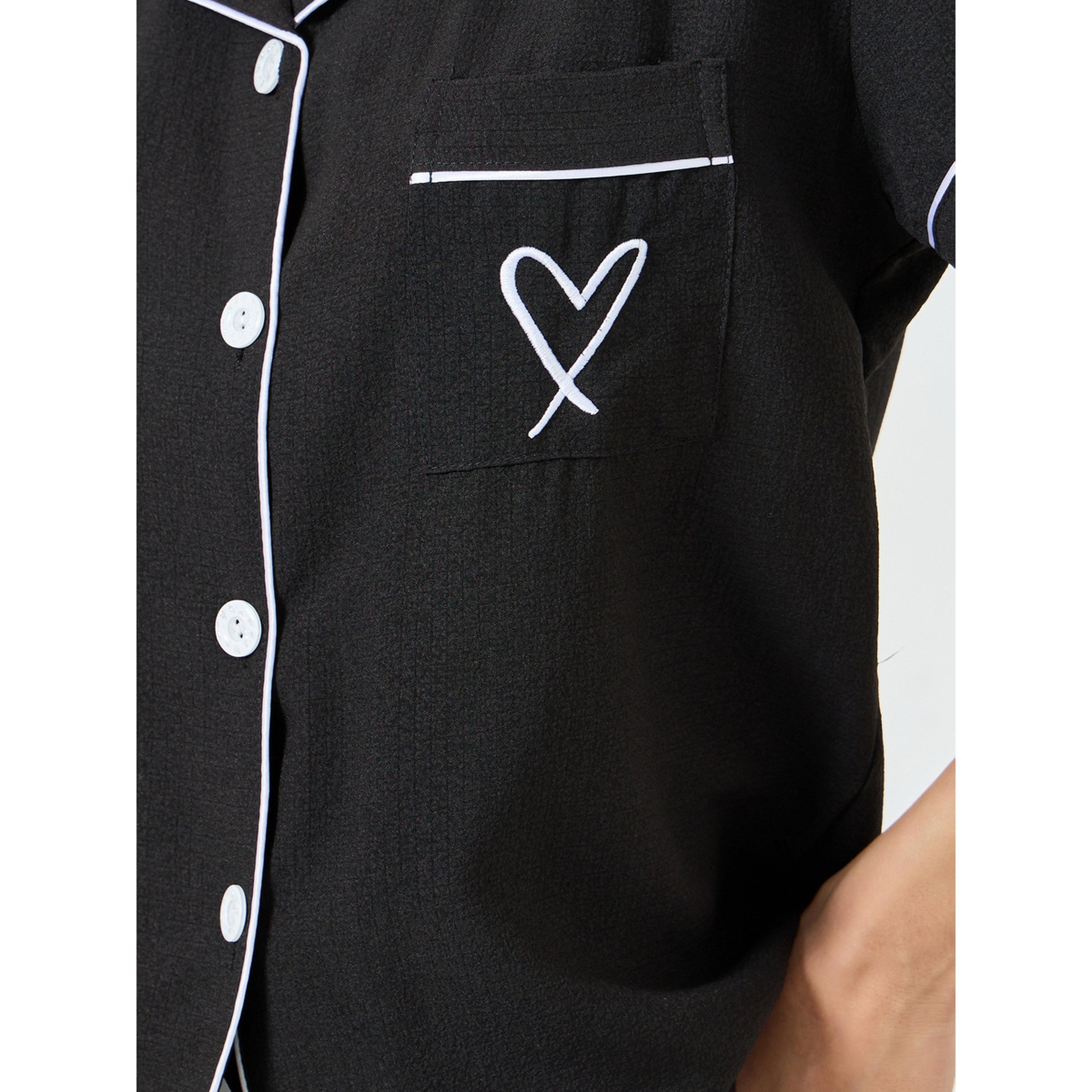 مجموعة من شورت وبلوزة بحواف متباينة-women-clothing-nightwear-pyjamas-shortsets-image-1