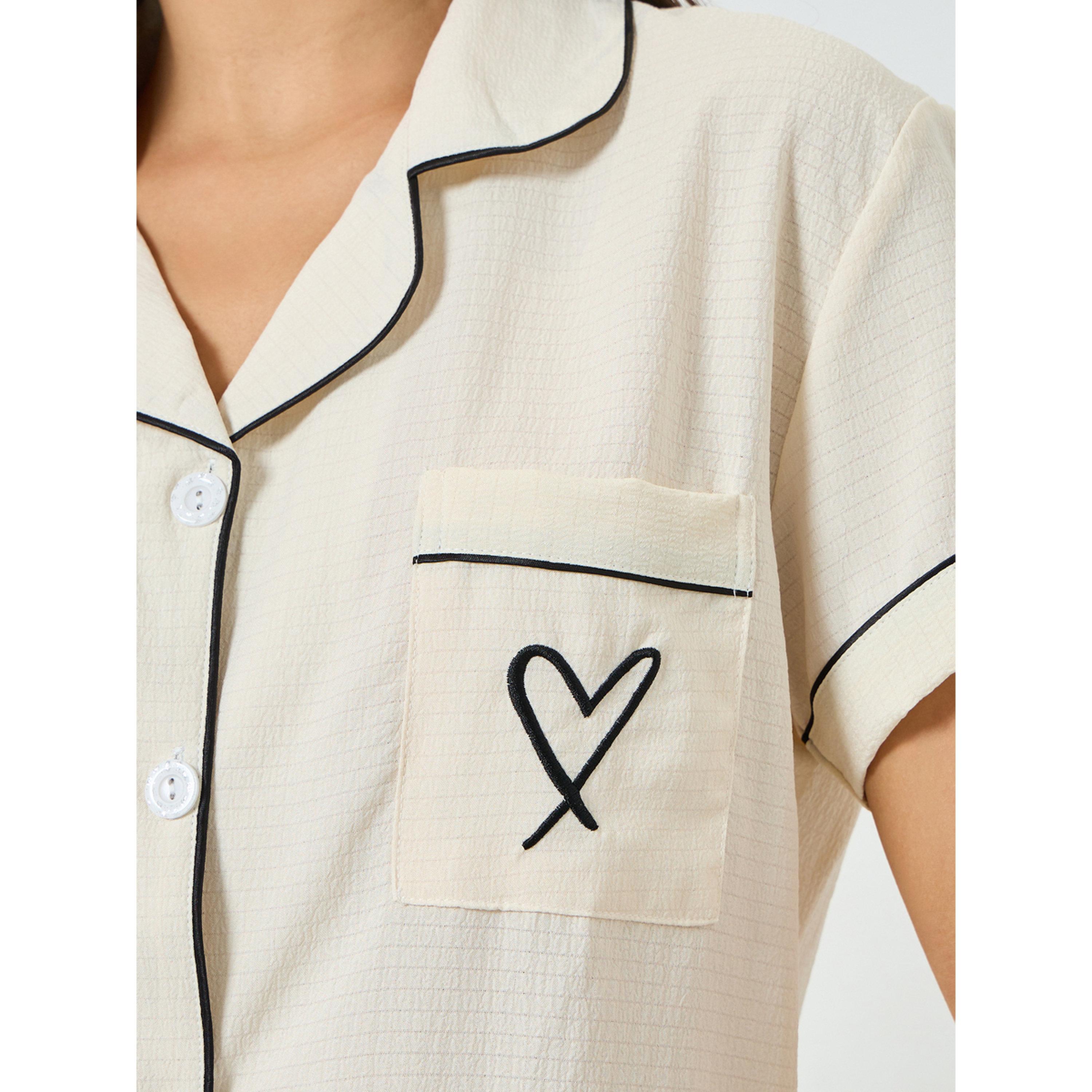 مجموعة من شورت وبلوزة بحواف متباينة-women-clothing-nightwear-pyjamas-shortsets-image-1