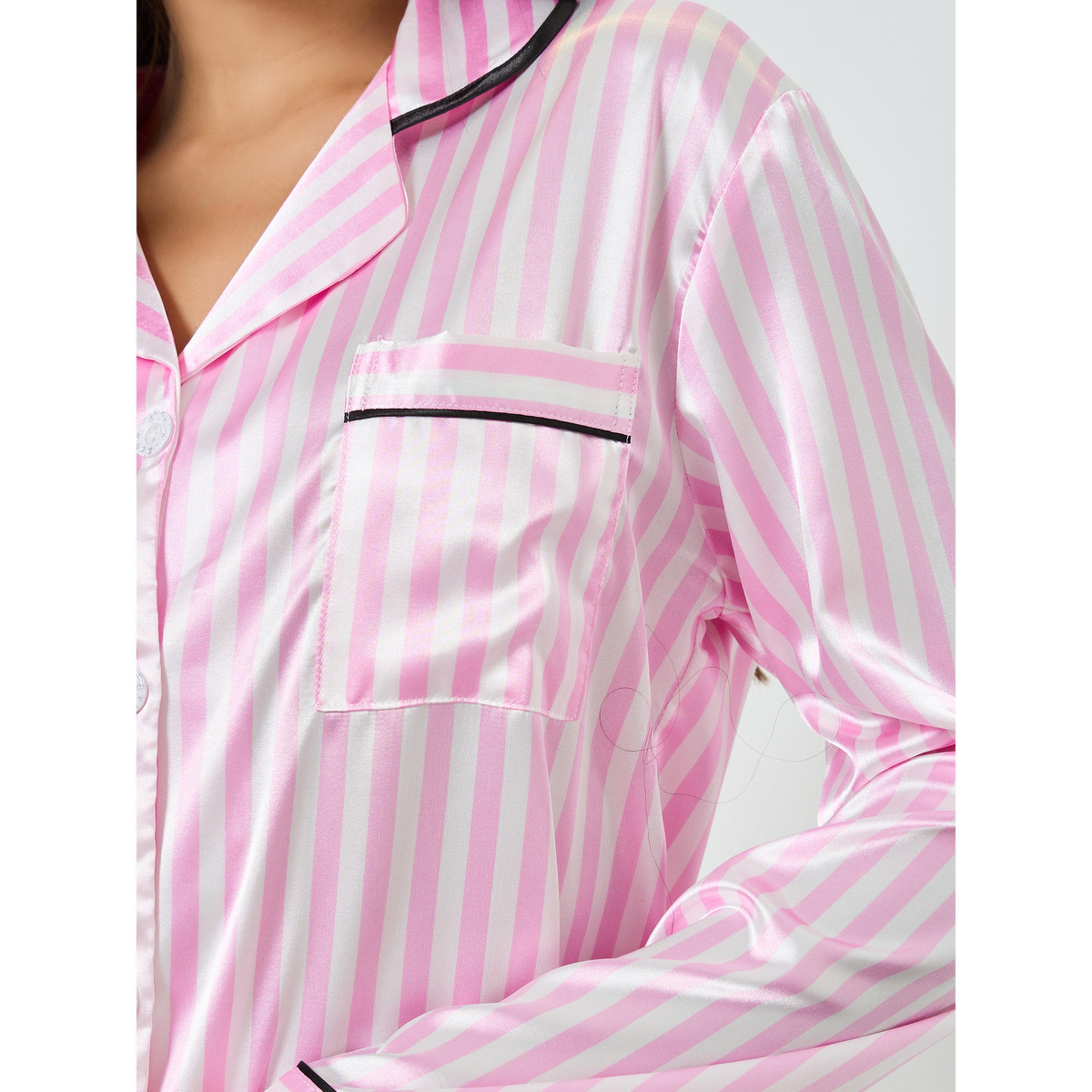 Take Two Pink Striped Satin Shirt and Pyjama Set-women-clothing-nightwear-pyjamas-longsets-image-6