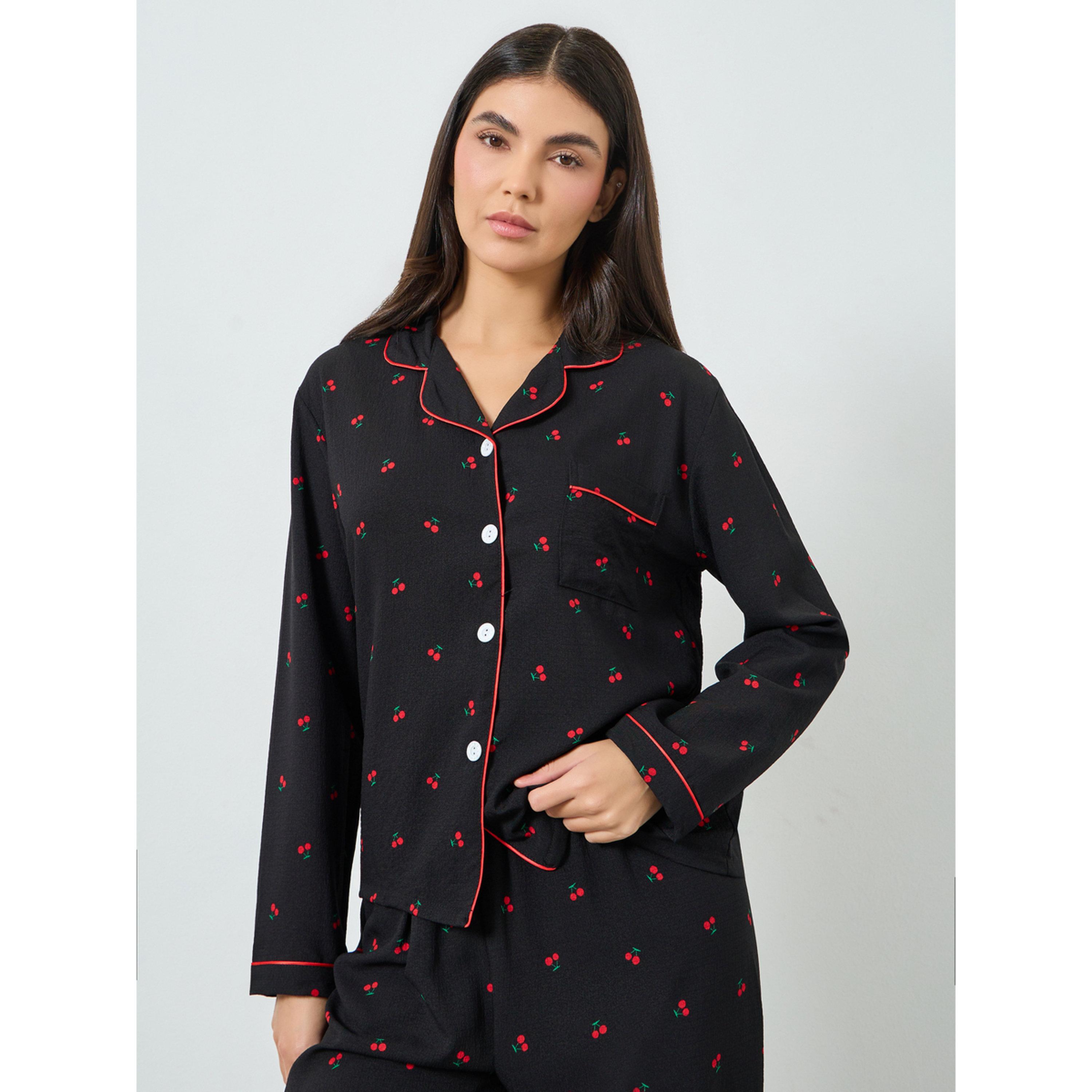 طقم بيجاما من بنطال وبلوزة بطبعة كرز-women-clothing-nightwear-pyjamas-longsets-image-3