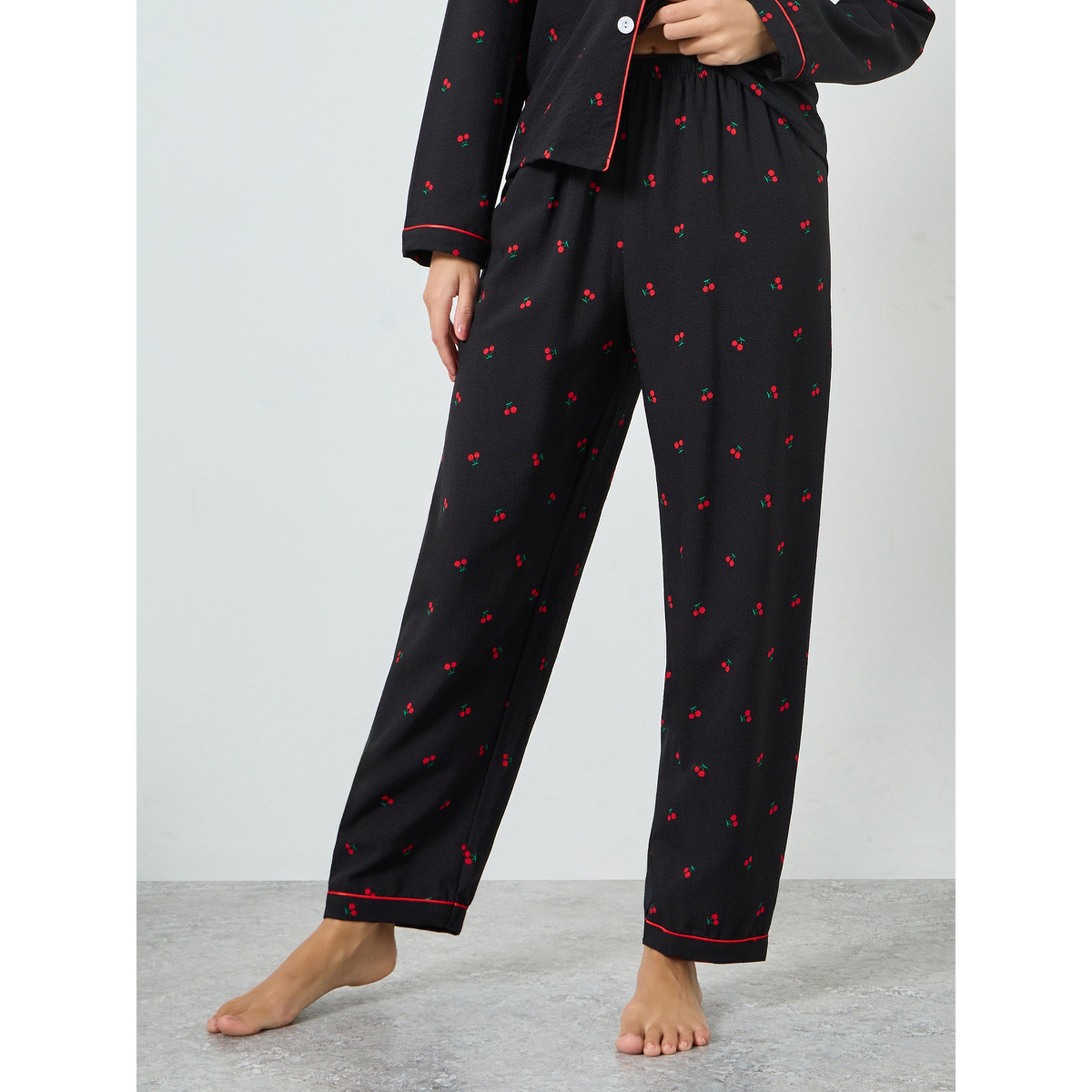 طقم بيجاما من بنطال وبلوزة بطبعة كرز-women-clothing-nightwear-pyjamas-longsets-image-5