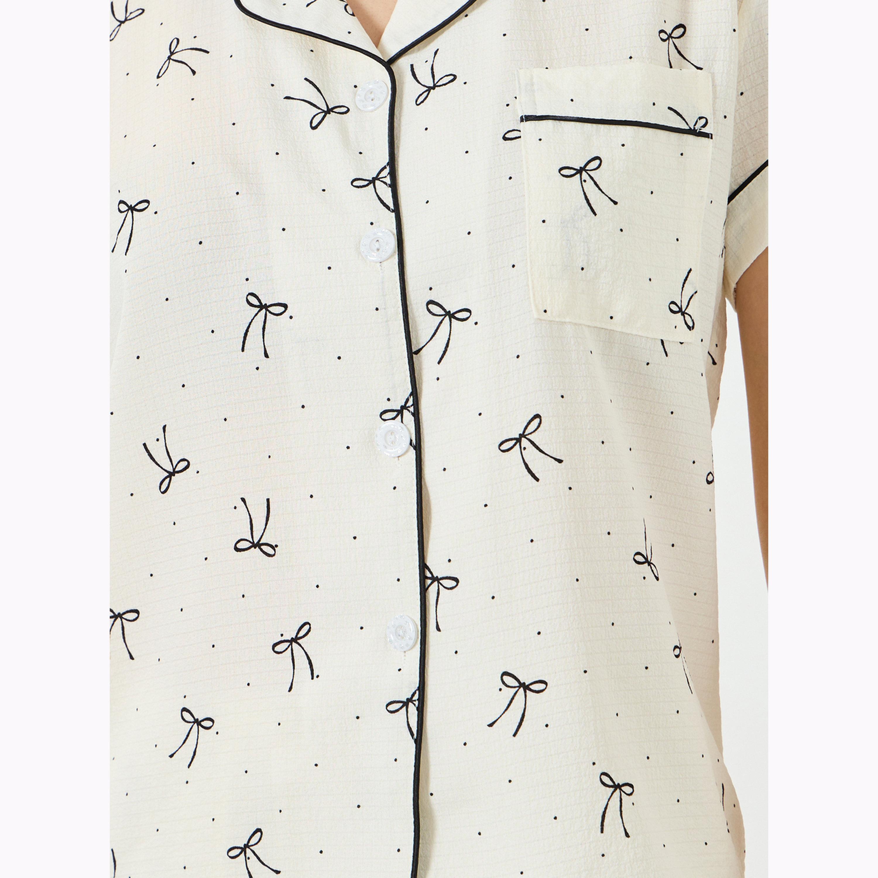 طقم بيجاما من شورت وبلوزة بأكمام قصيرة وطبعات كاملة-women-clothing-nightwear-pyjamas-shortsets-image-1