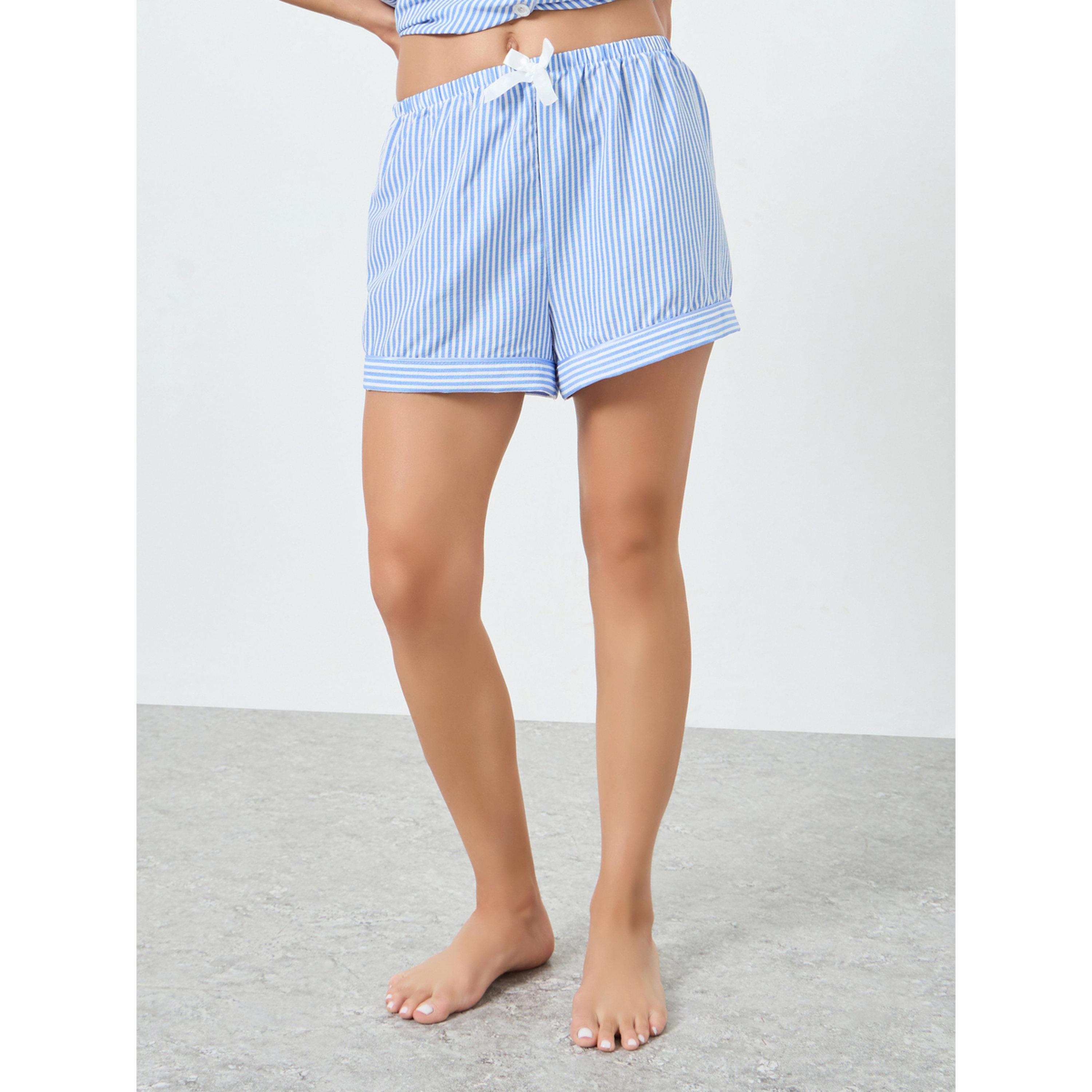 مجموعة من شورت وبلوزة مخططة-women-clothing-nightwear-pyjamas-shortsets-image-2