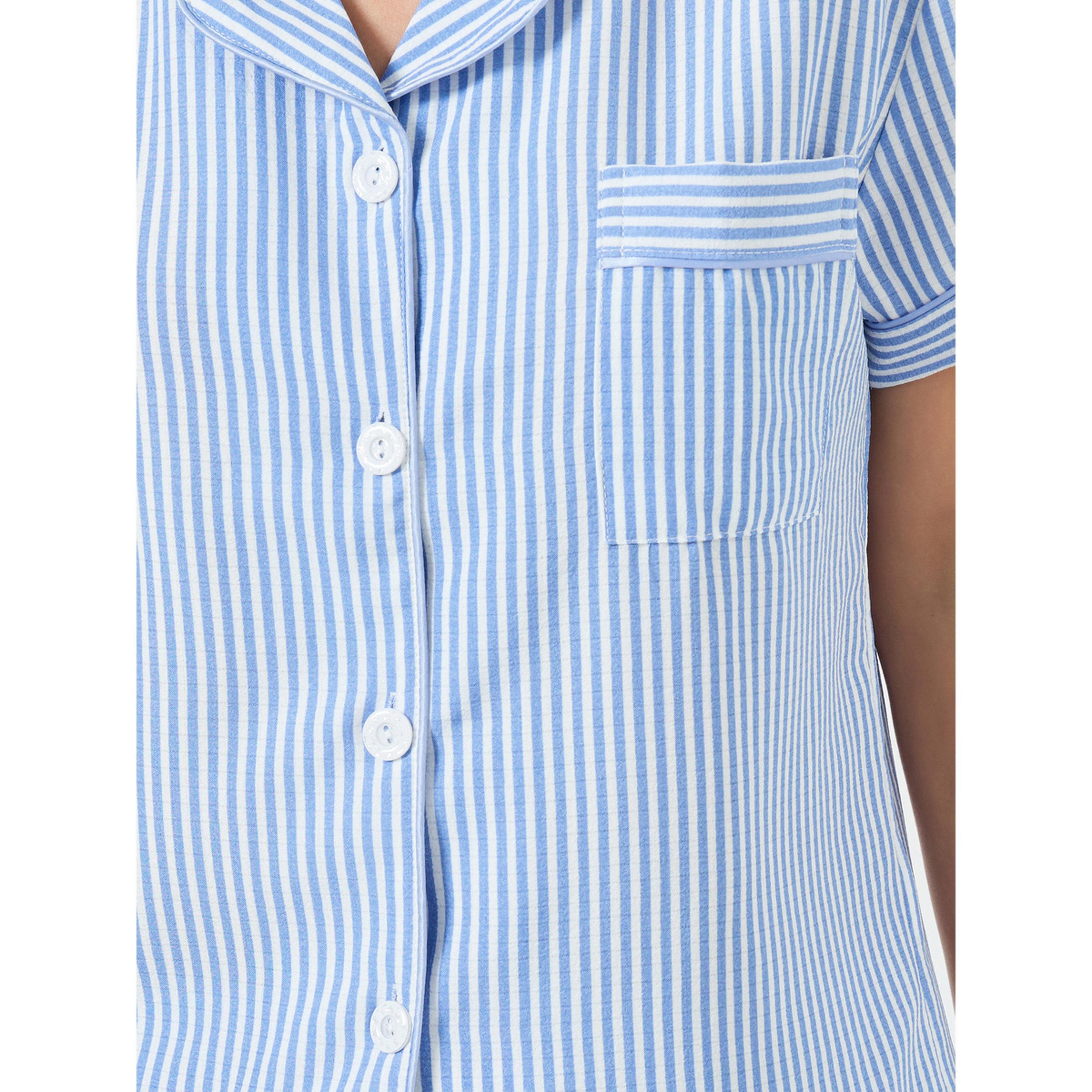 مجموعة من شورت وبلوزة مخططة-women-clothing-nightwear-pyjamas-shortsets-image-1