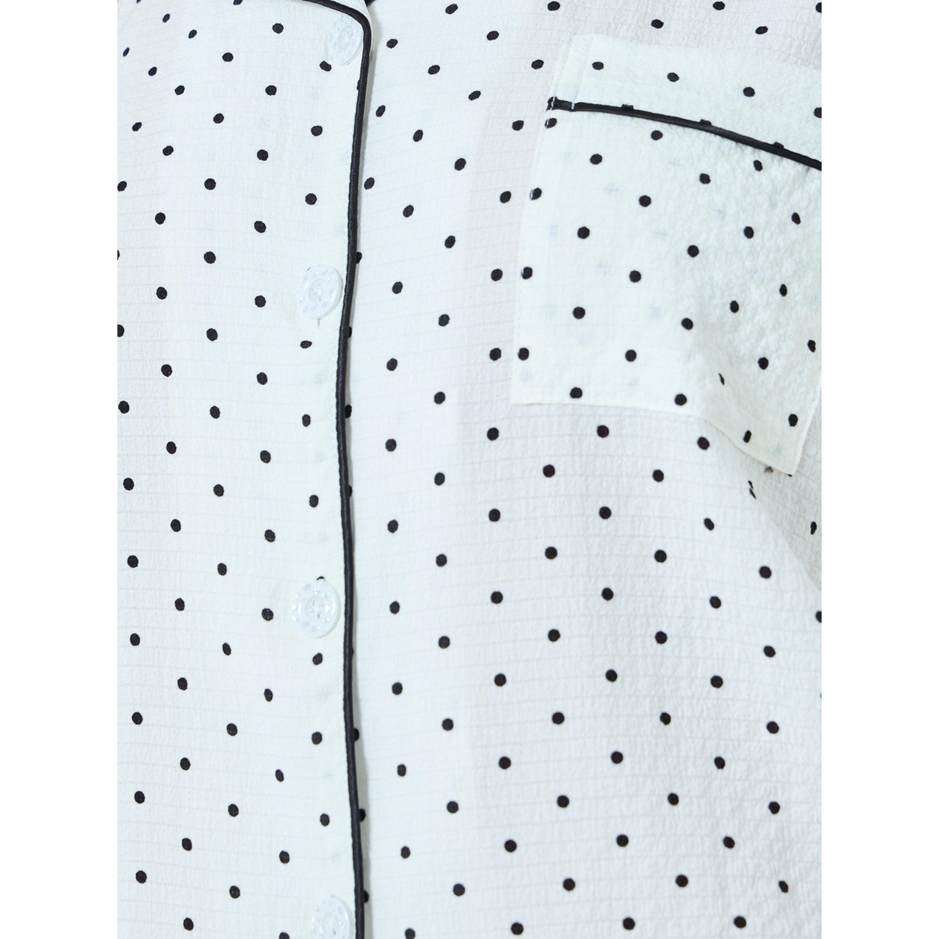 Take Two White Polka Dot Print Piped Shirt and Pyjama Set-women-clothing-nightwear-pyjamas-longsets-image-6