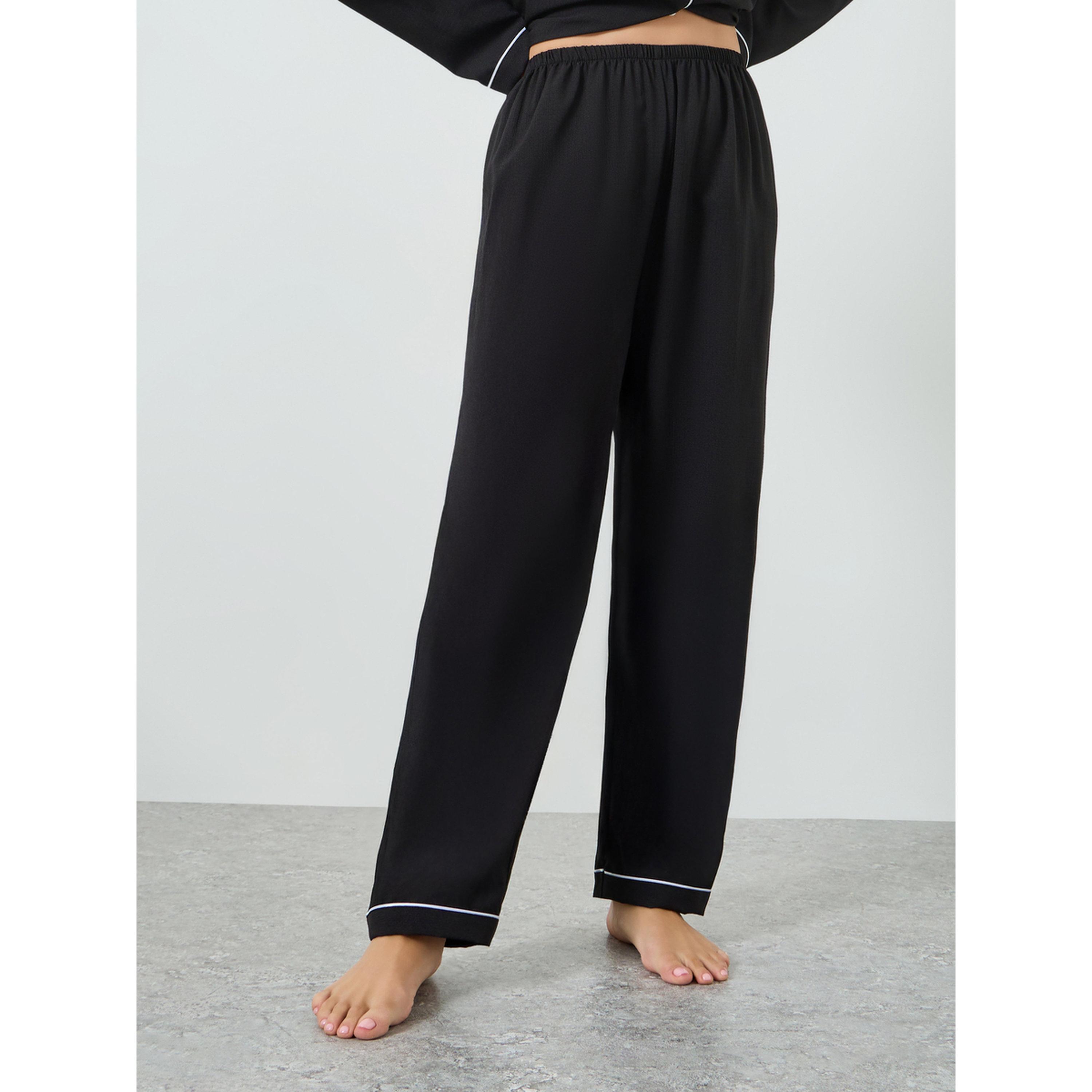 مجموعة من بيجامة وبلوزة سادة بأكمام طويلة-women-clothing-nightwear-pyjamas-longsets-image-5