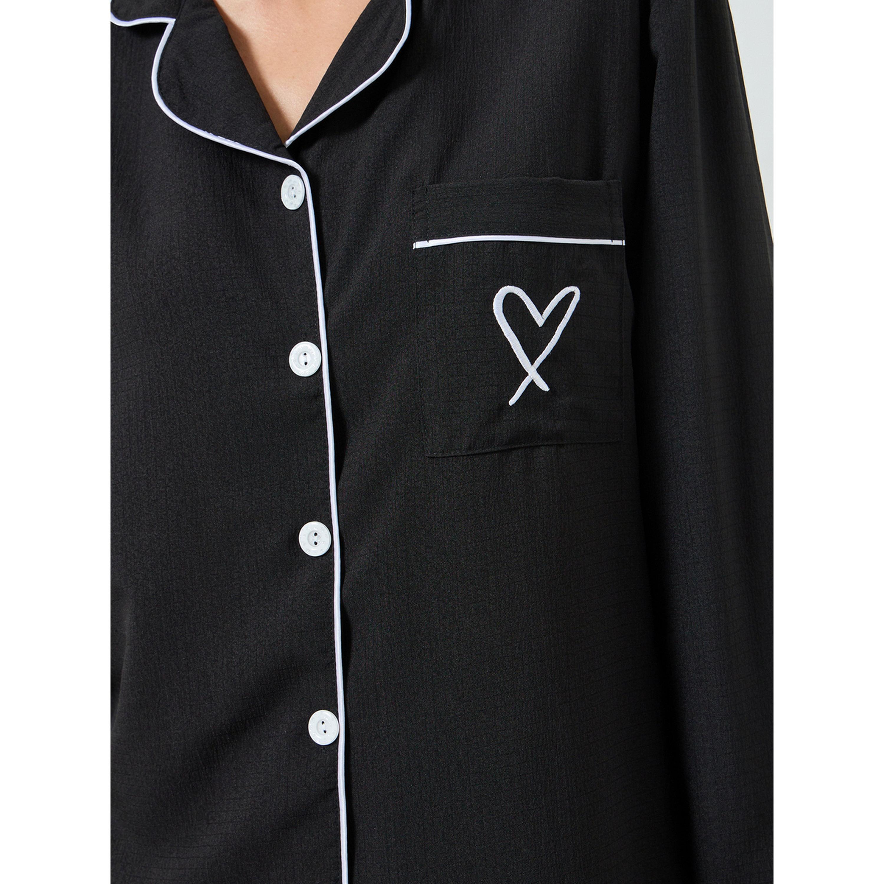 مجموعة من بيجامة وبلوزة سادة بأكمام طويلة-women-clothing-nightwear-pyjamas-longsets-image-6