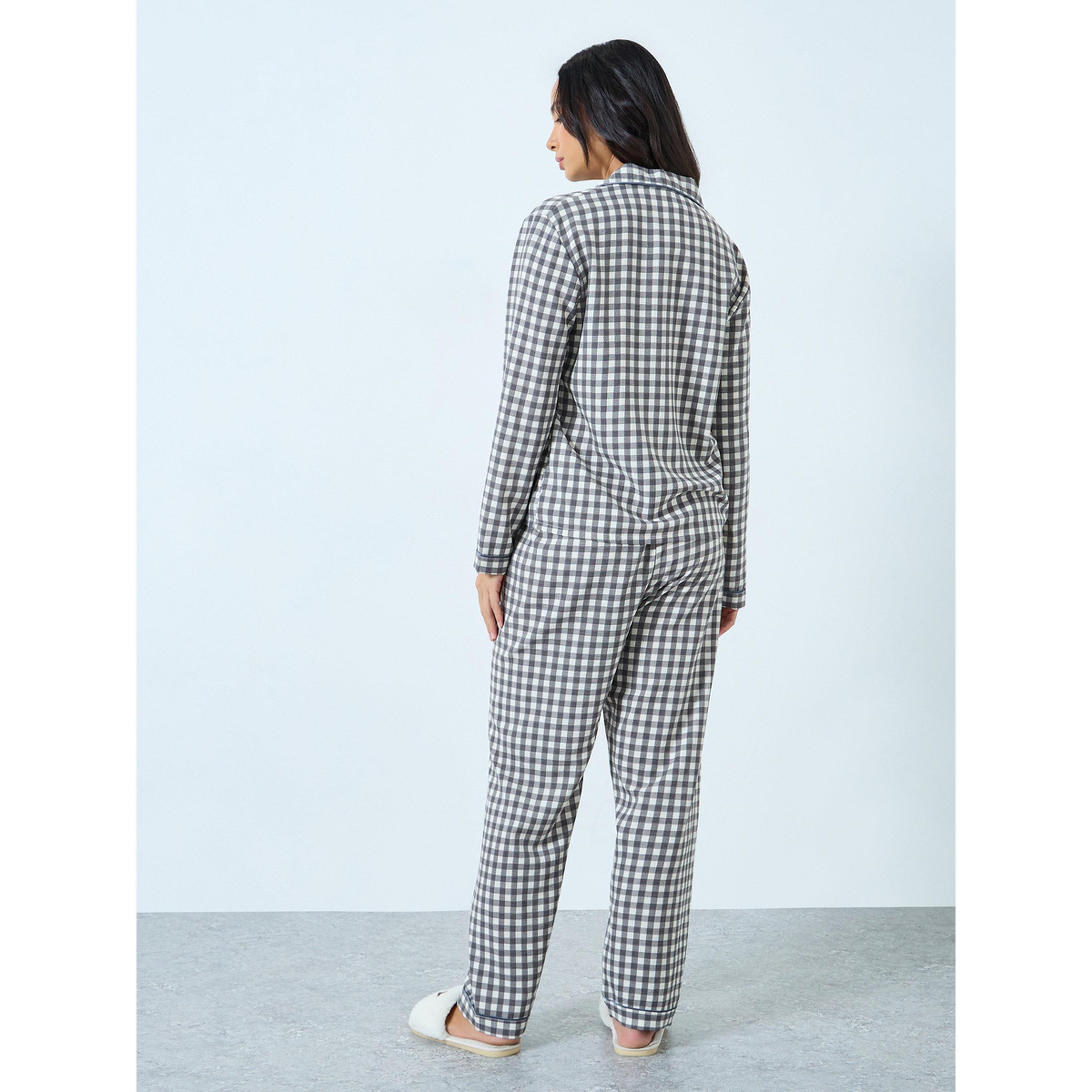Take Two Black Gingham Check Shirt and Pyjama Set-women-clothing-nightwear-pyjamas-longsets-image-4